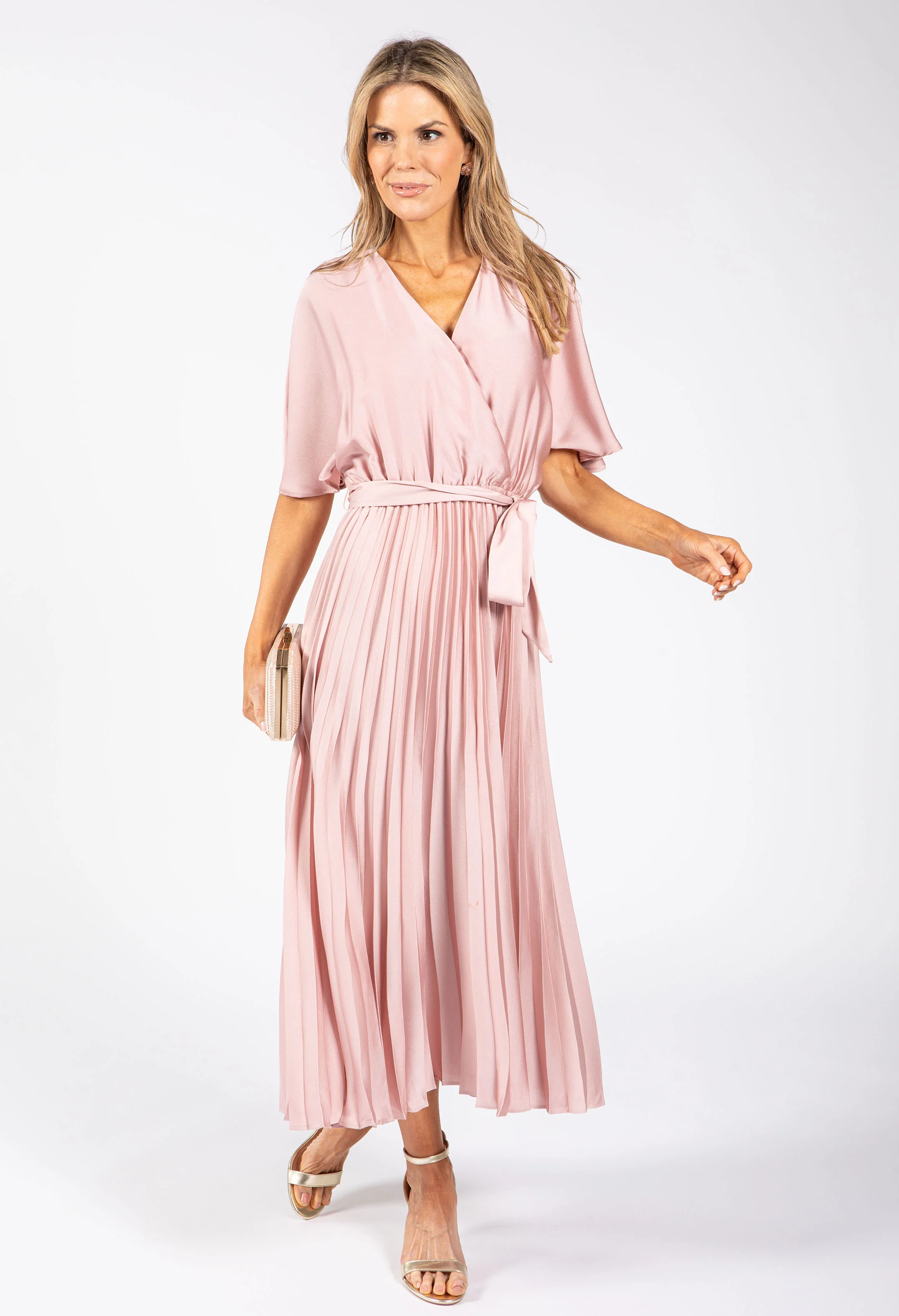Plisse Pleated Wrap Midi Dress - Image 3
