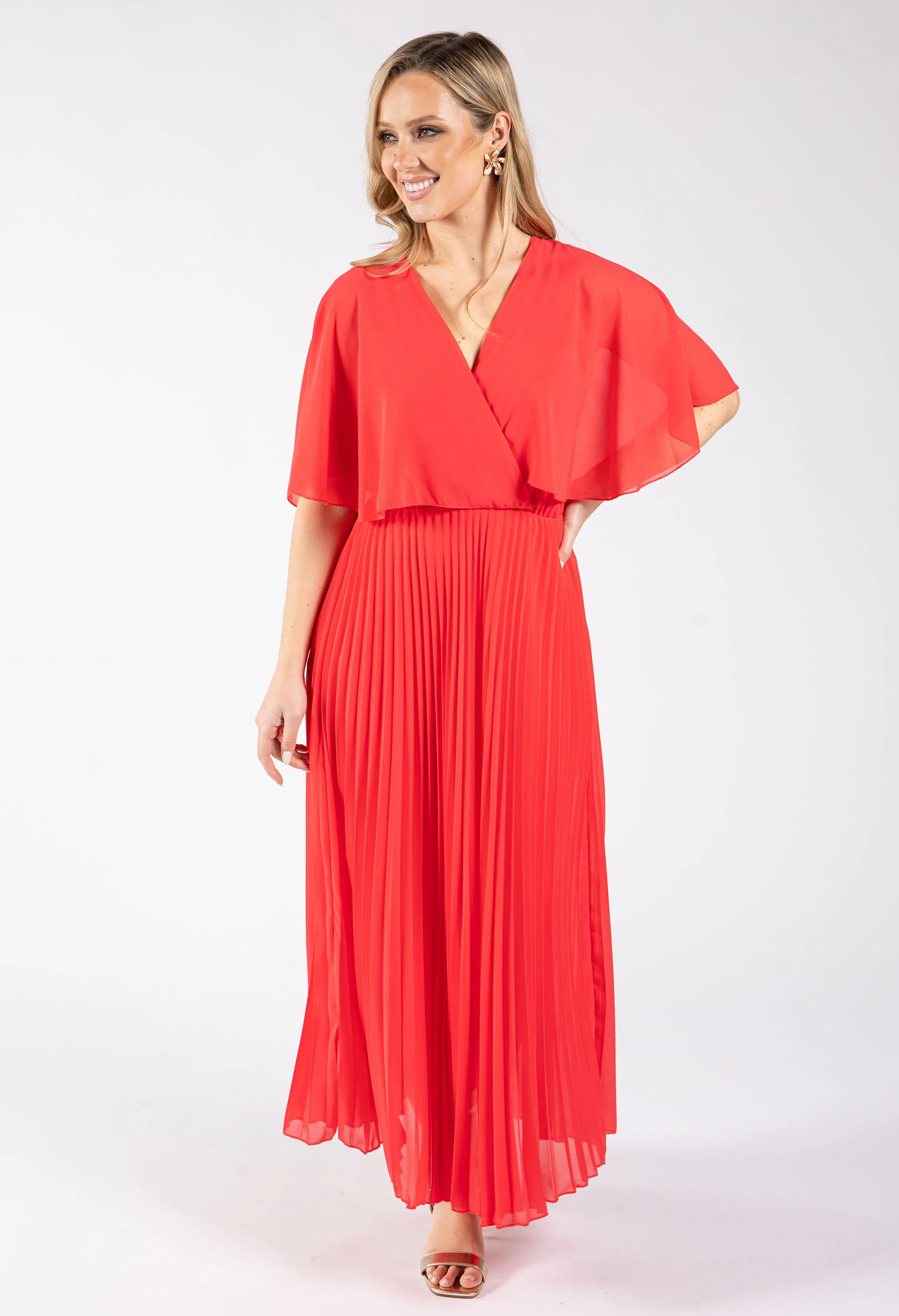 Olivia Plisse Pleated Wrap Midi Dress - Image 21