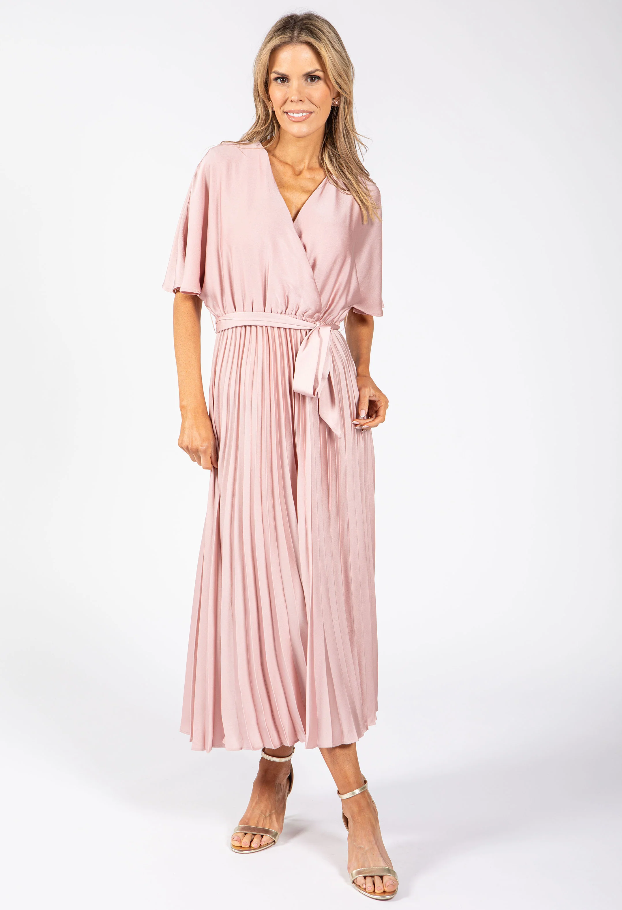Plisse Pleated Wrap Midi Dress - Image 4