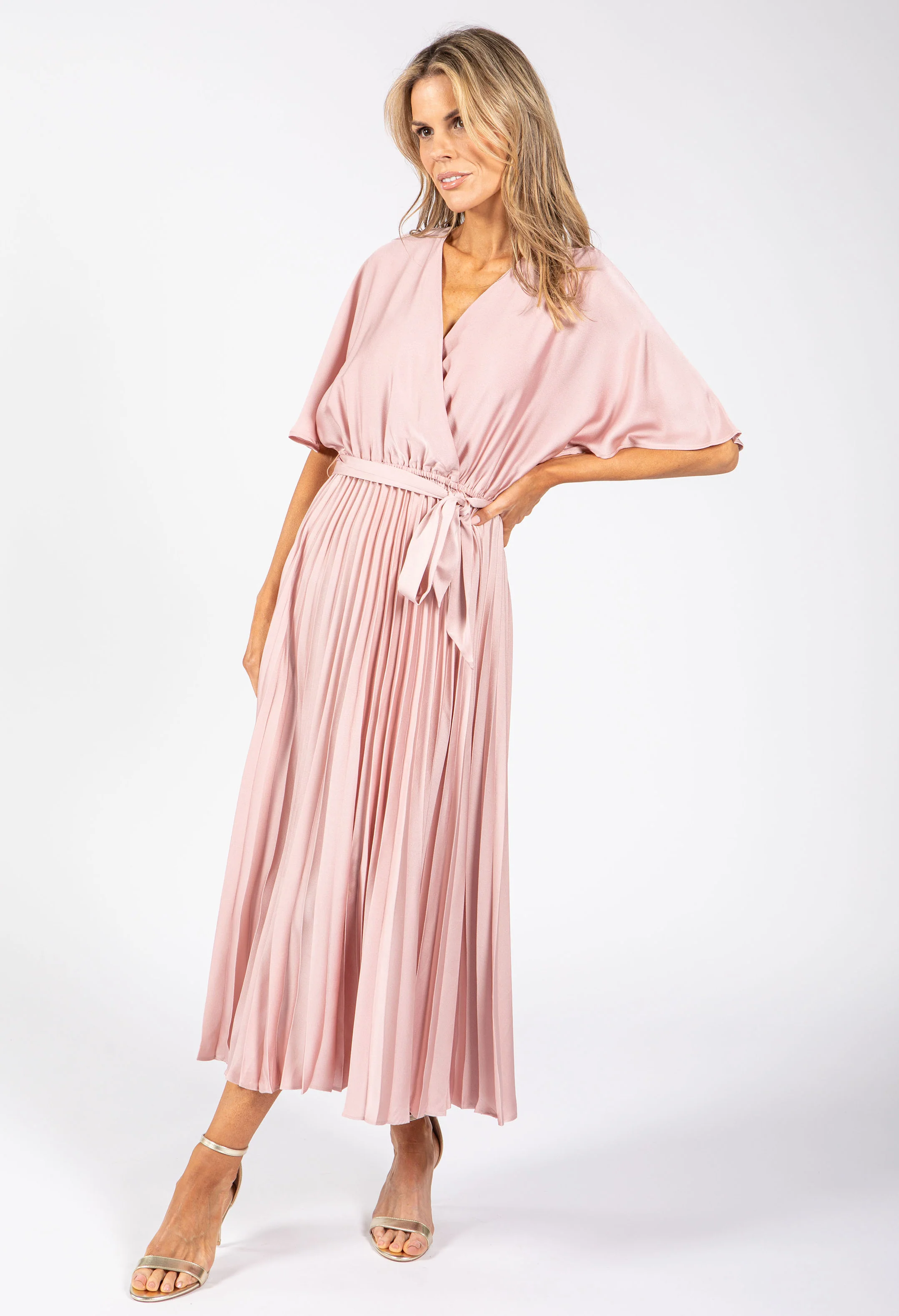 Plisse Pleated Wrap Midi Dress - Image 6
