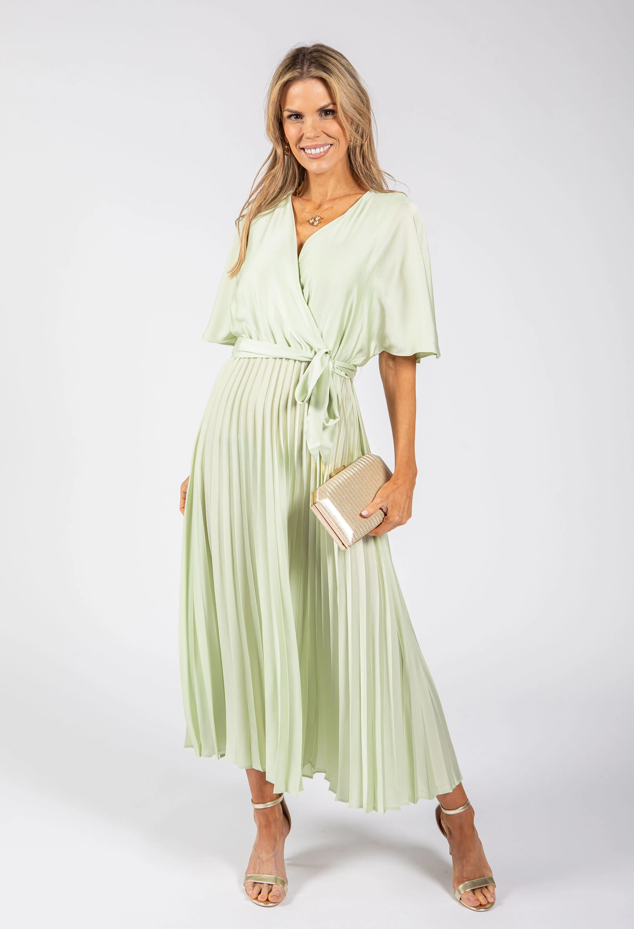 Plisse Pleated Wrap Midi Dress - Image 8