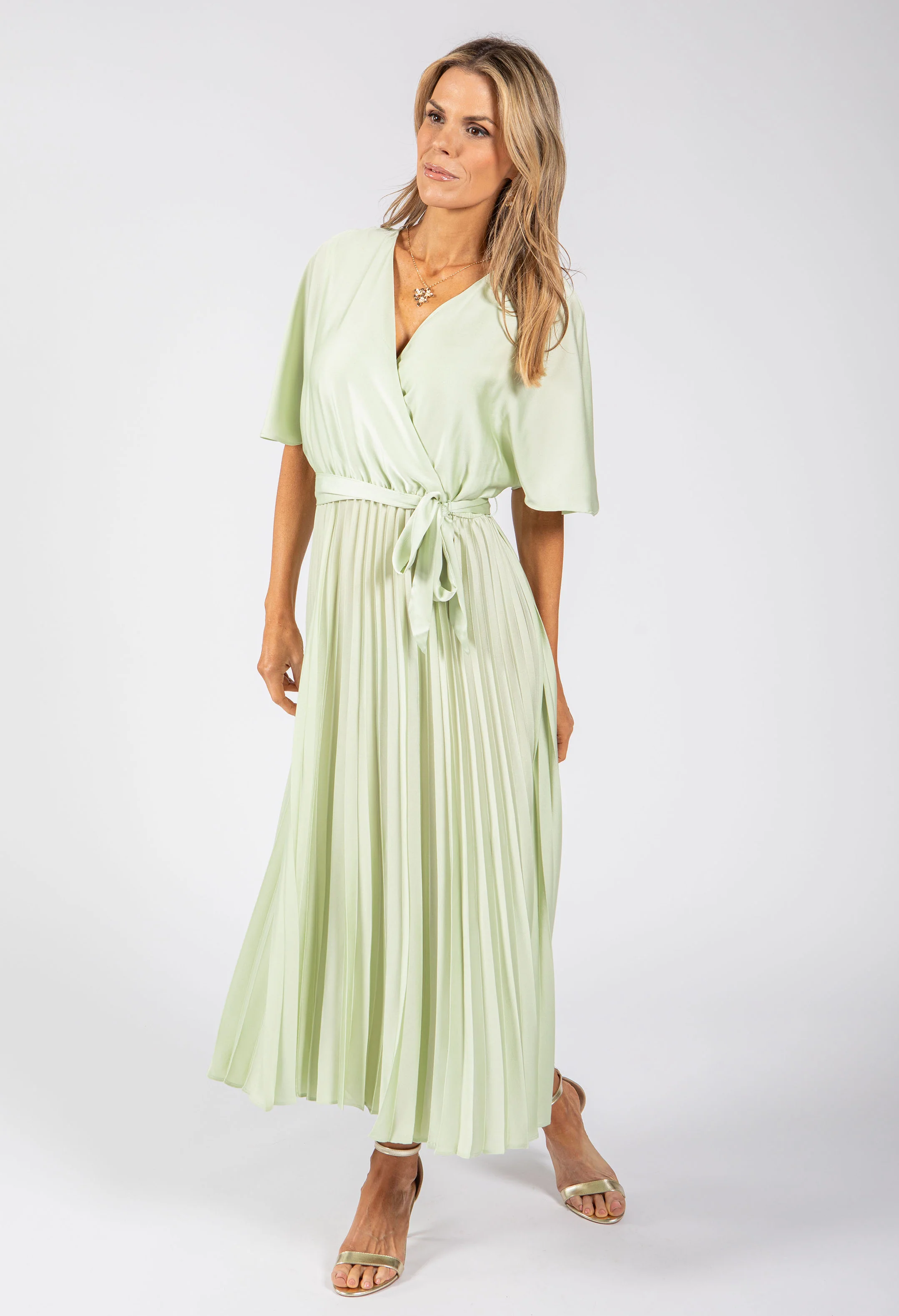 Plisse Pleated Wrap Midi Dress - Image 9