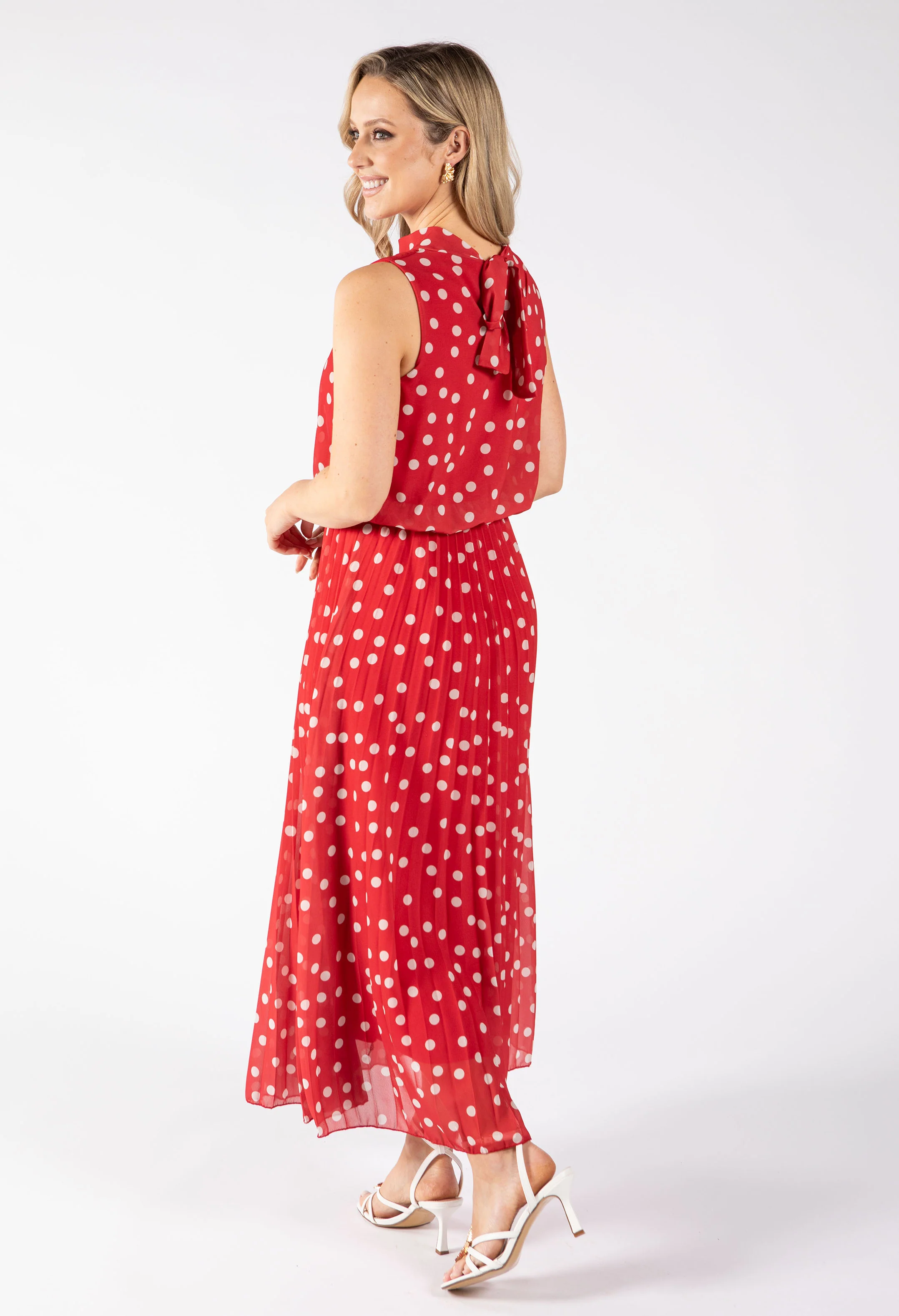 Polka Dot Halter Midi Dress - Image 16