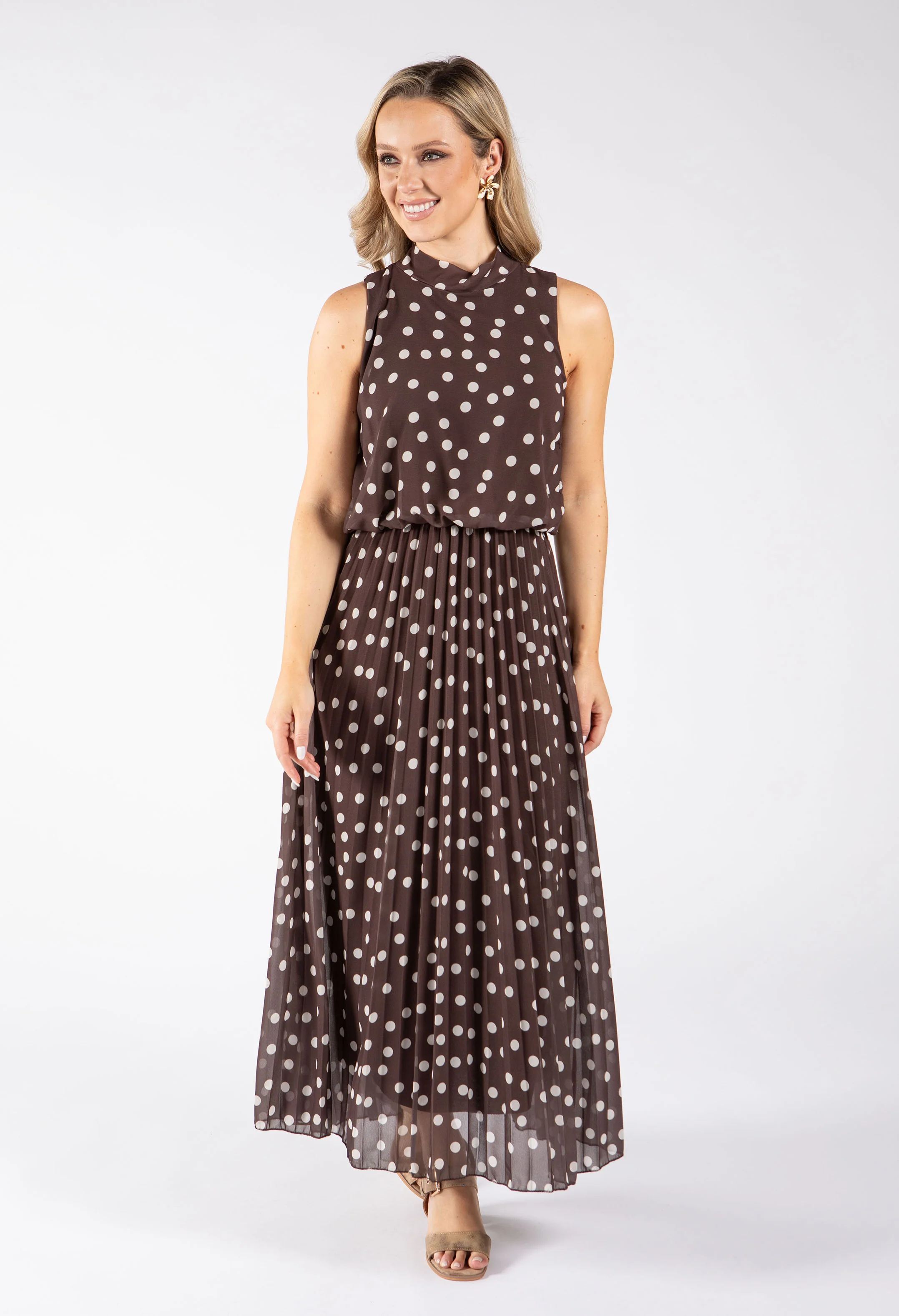 Polka Dot Halter Midi Dress - Image 3