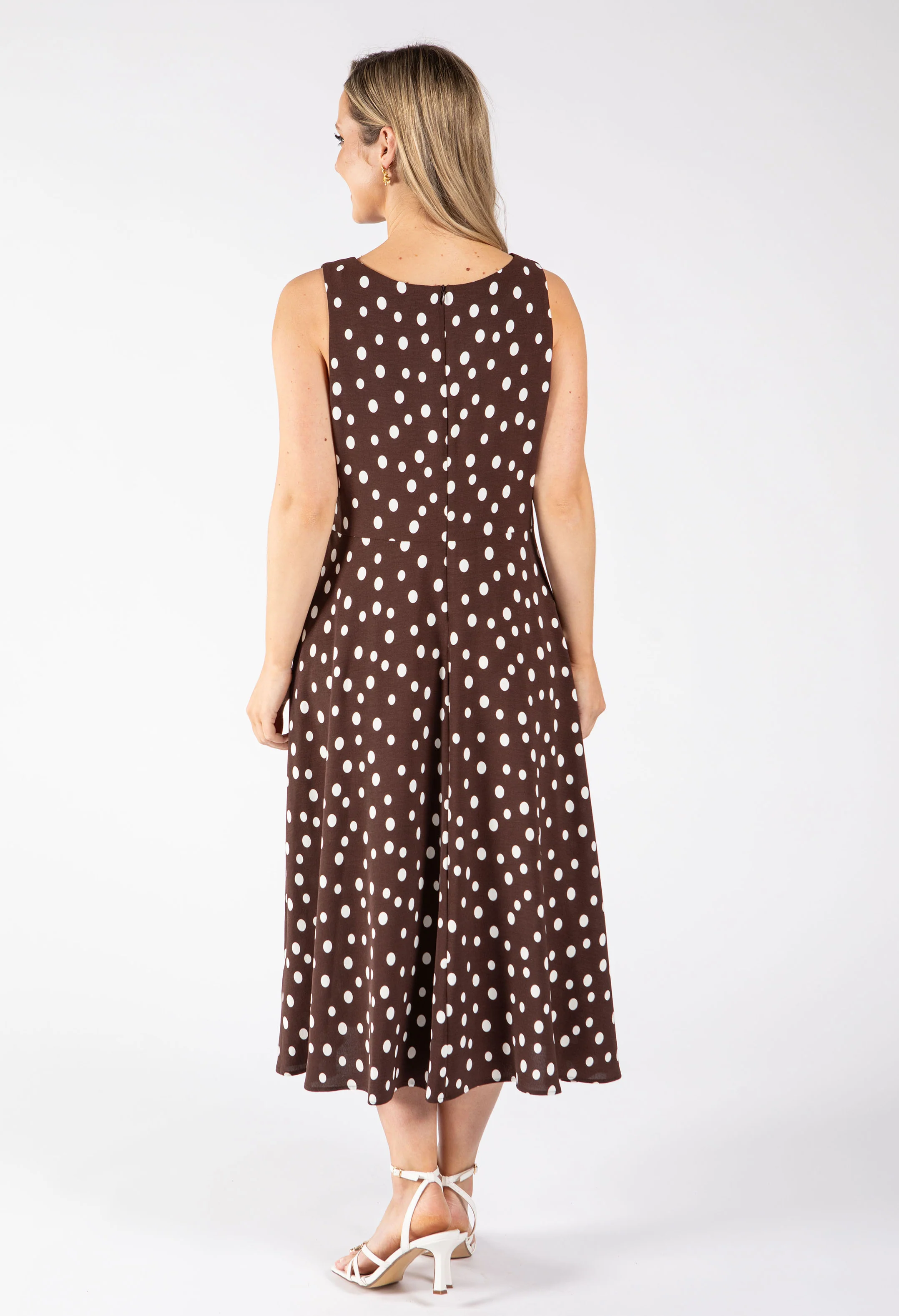 Polka Dot Sleeveless Midi Dress - Image 5