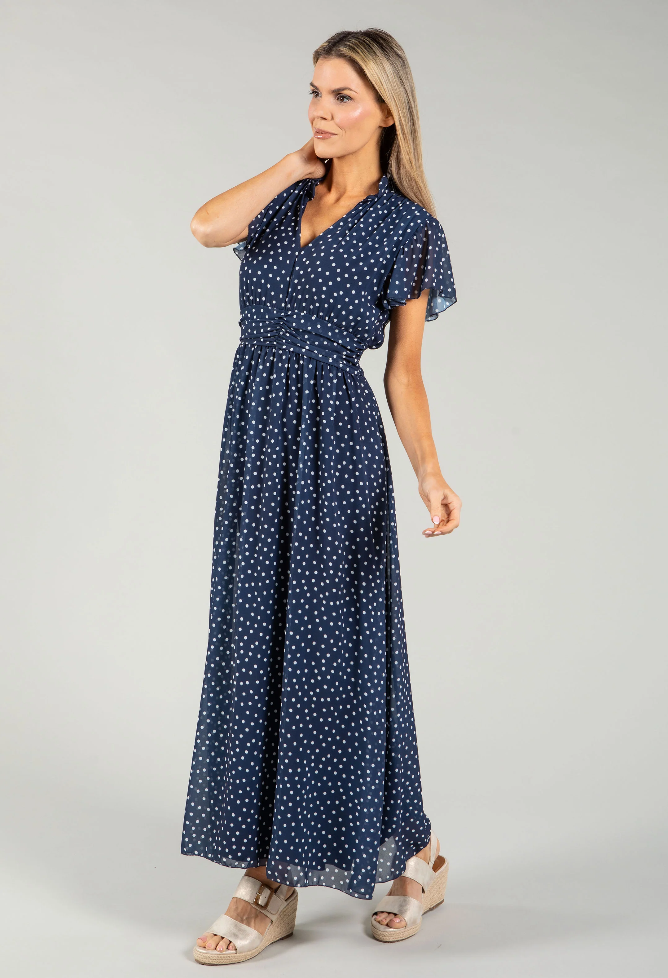 Polka Dot V-Neck Midi Dress - Image 6