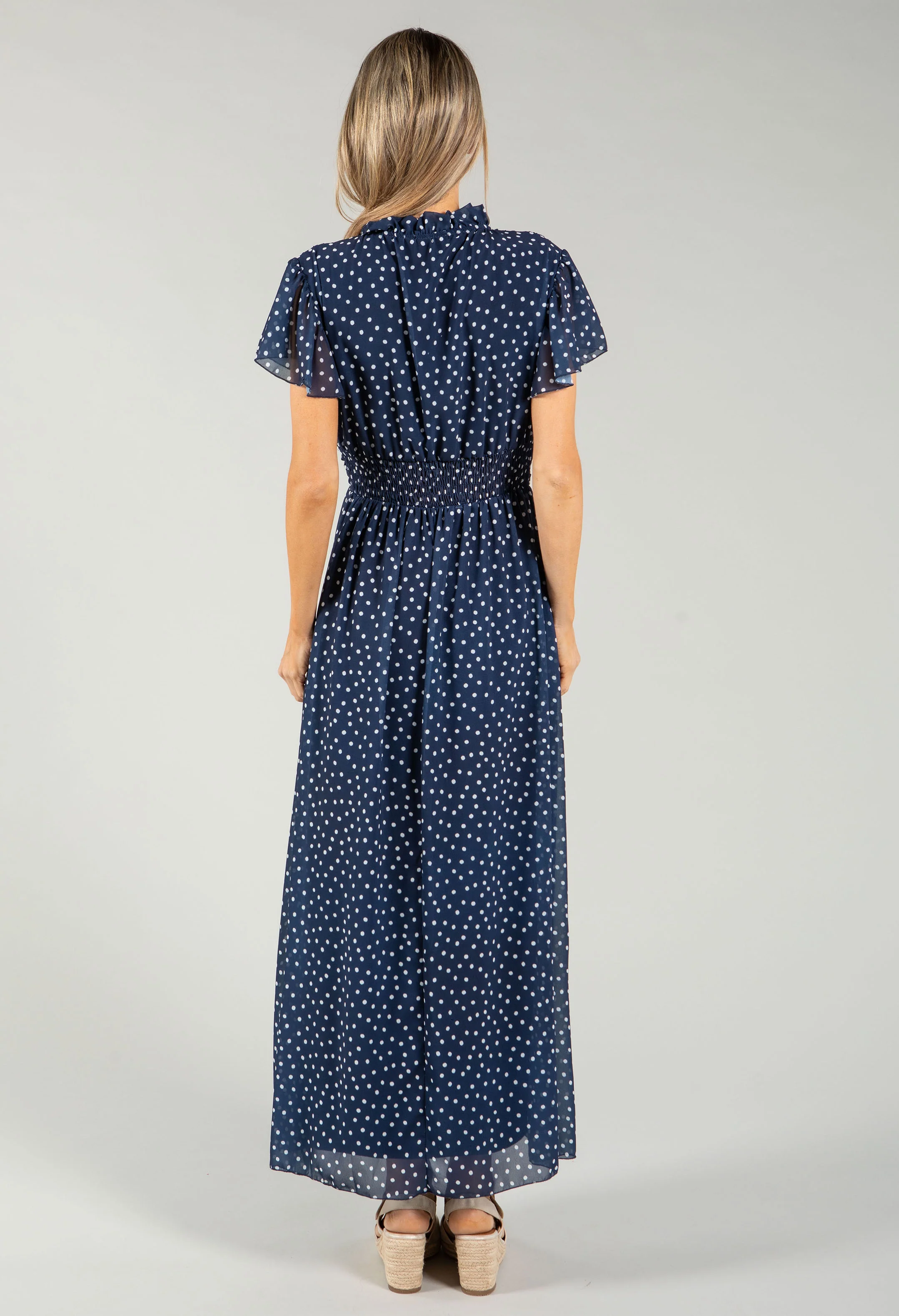 Polka Dot V-Neck Midi Dress - Image 7