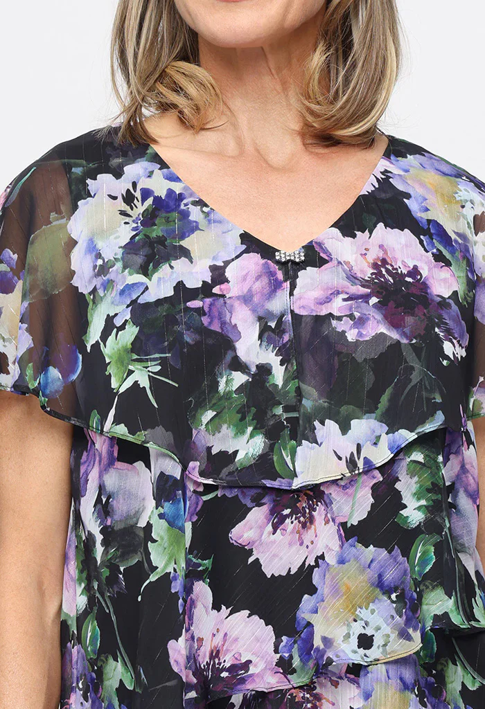 Printed Lurex Chiffon Dress - Image 3