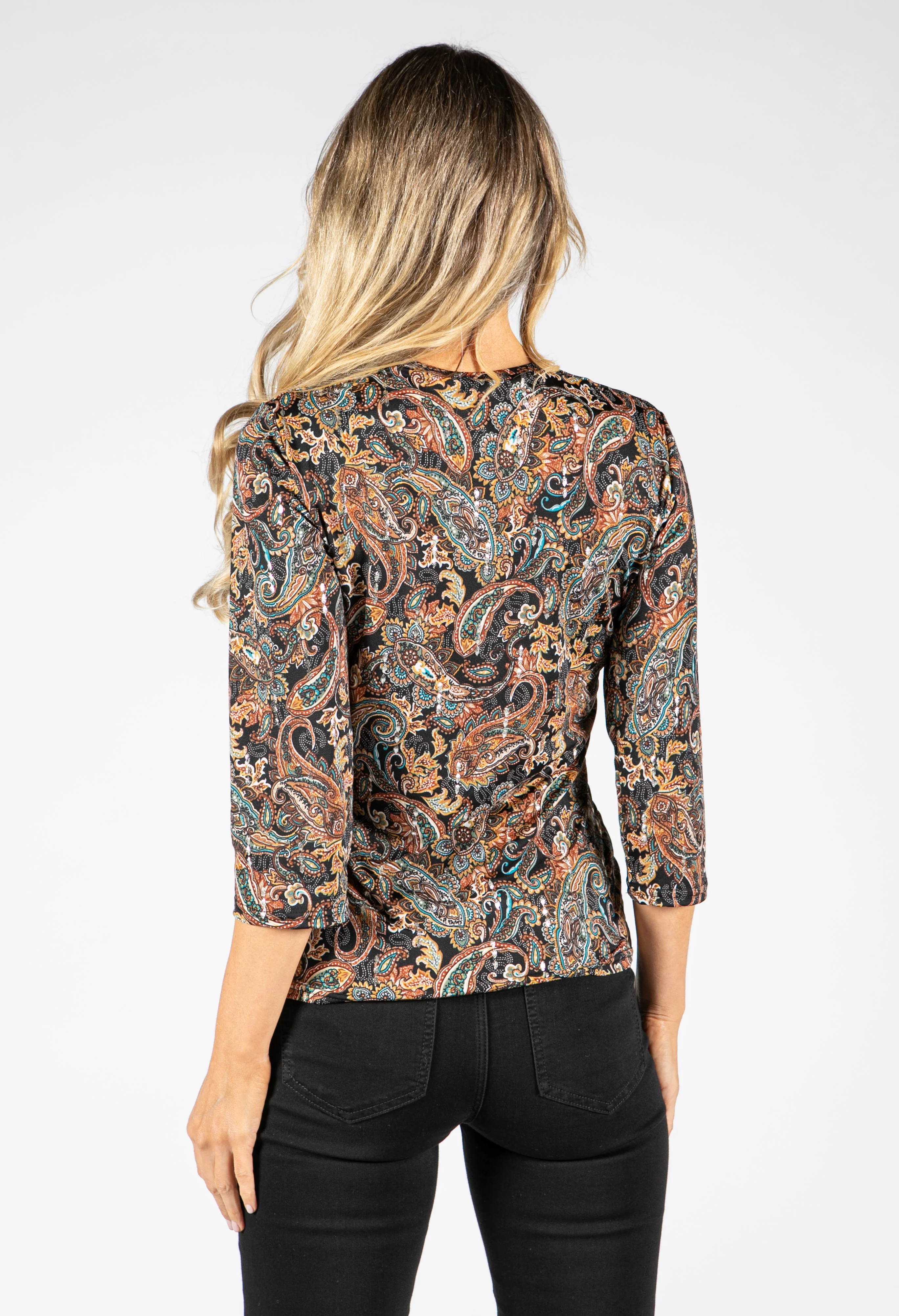 Ring Detail Paisley Top - Image 3