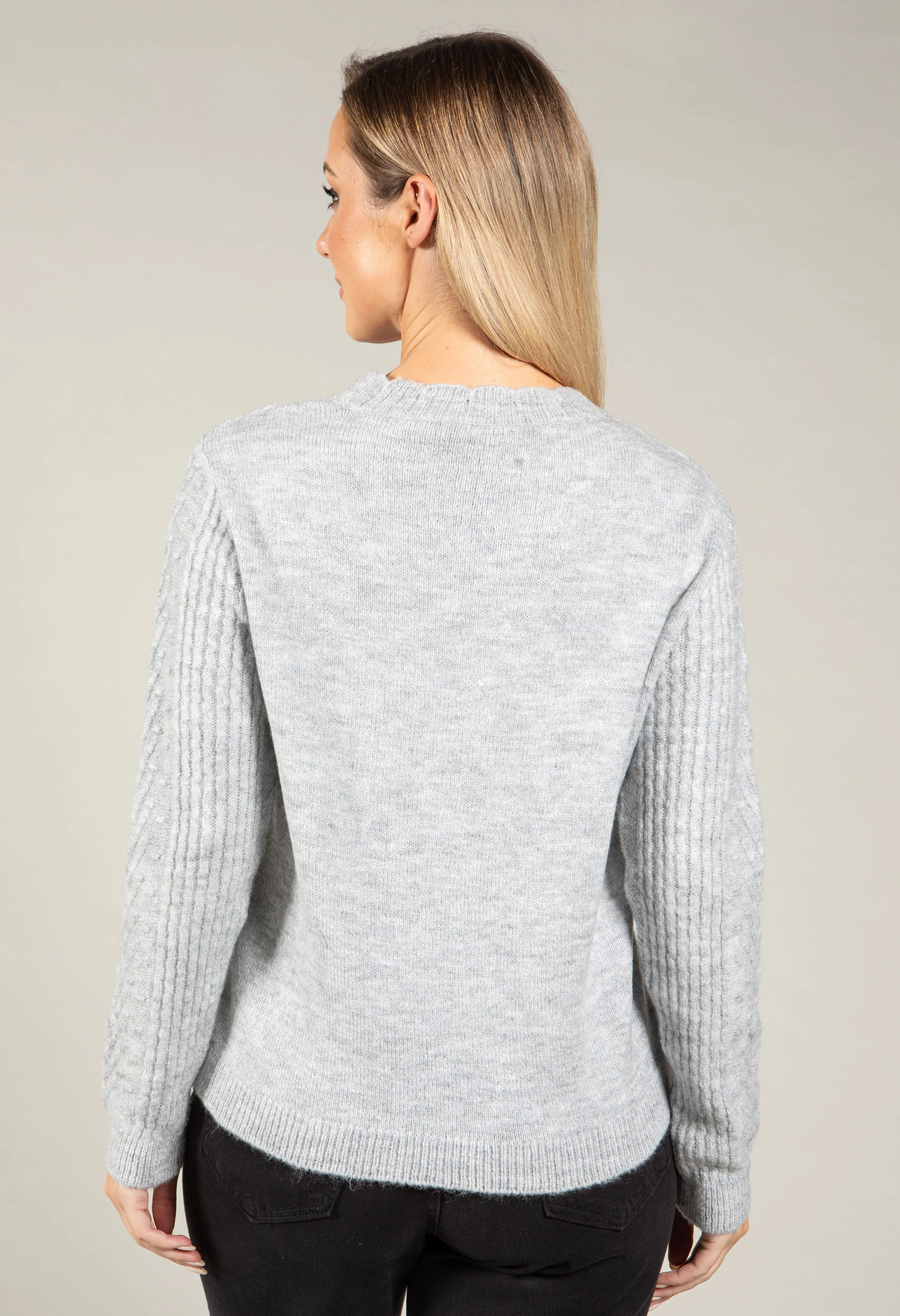 Scalloped Neck Bobble Knit Jumper - Image 11