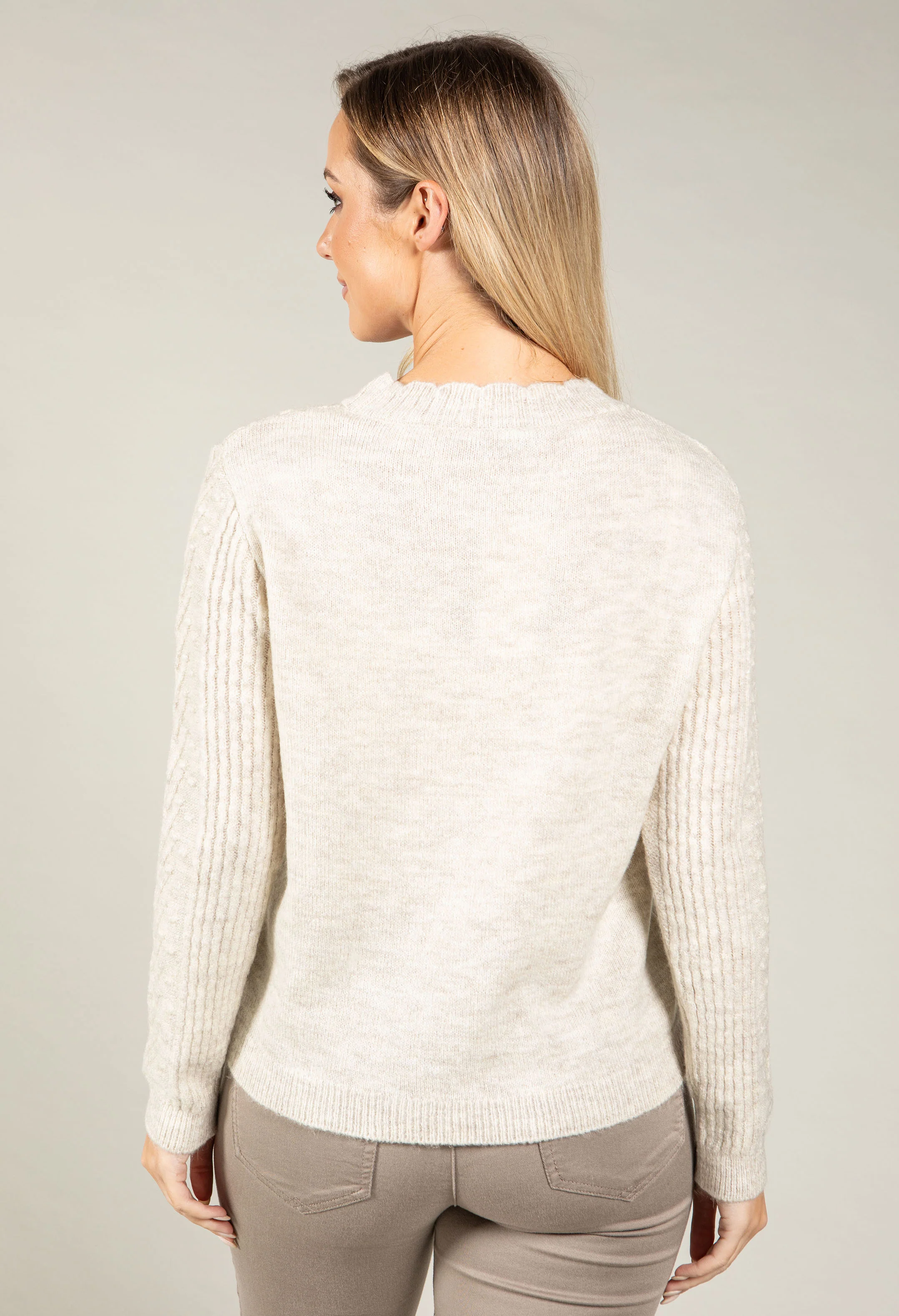 Scalloped Neck Bobble Knit Jumper - Image 5
