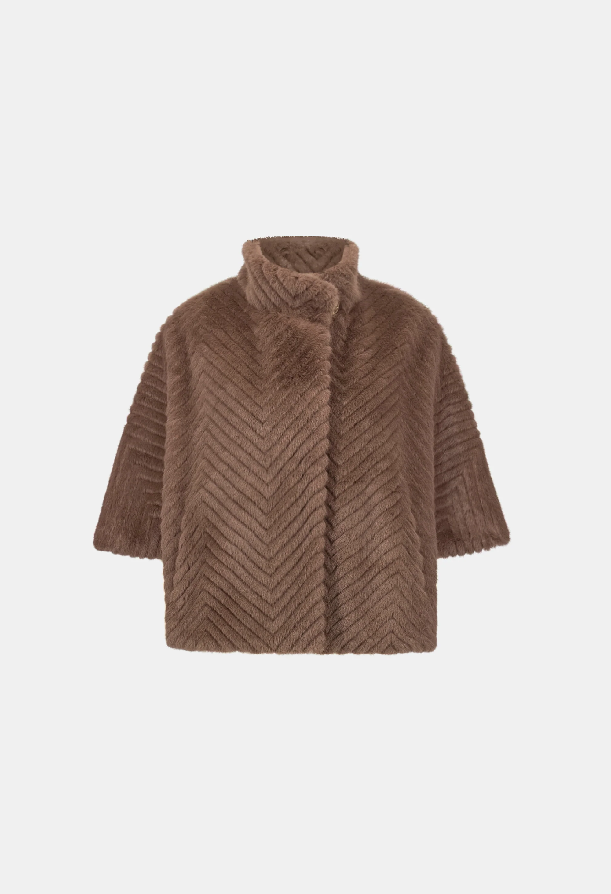 Short Chevron Faux Fur Cape - Image 5