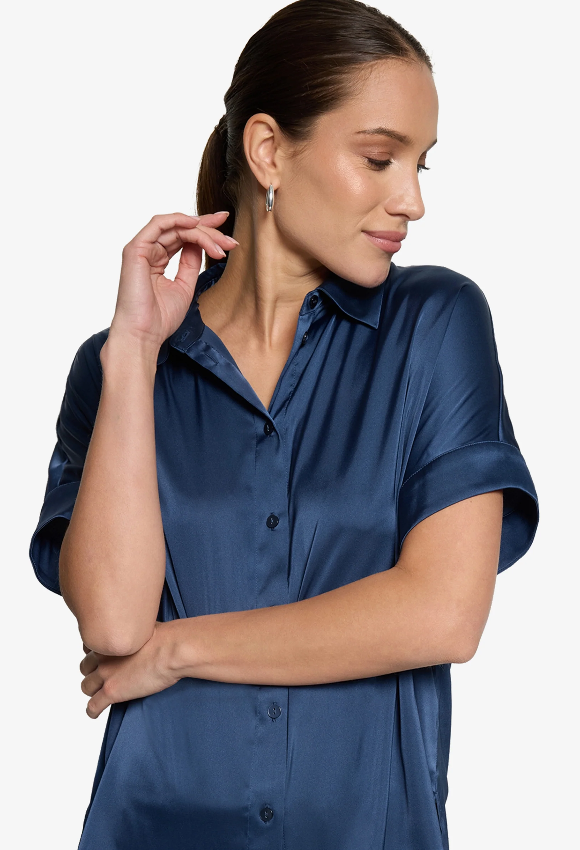 Short Sleeve Satin Blouse - Image 3