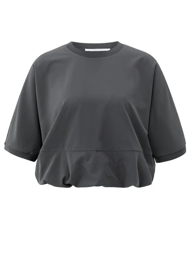 Short sleeve top with balloon hem