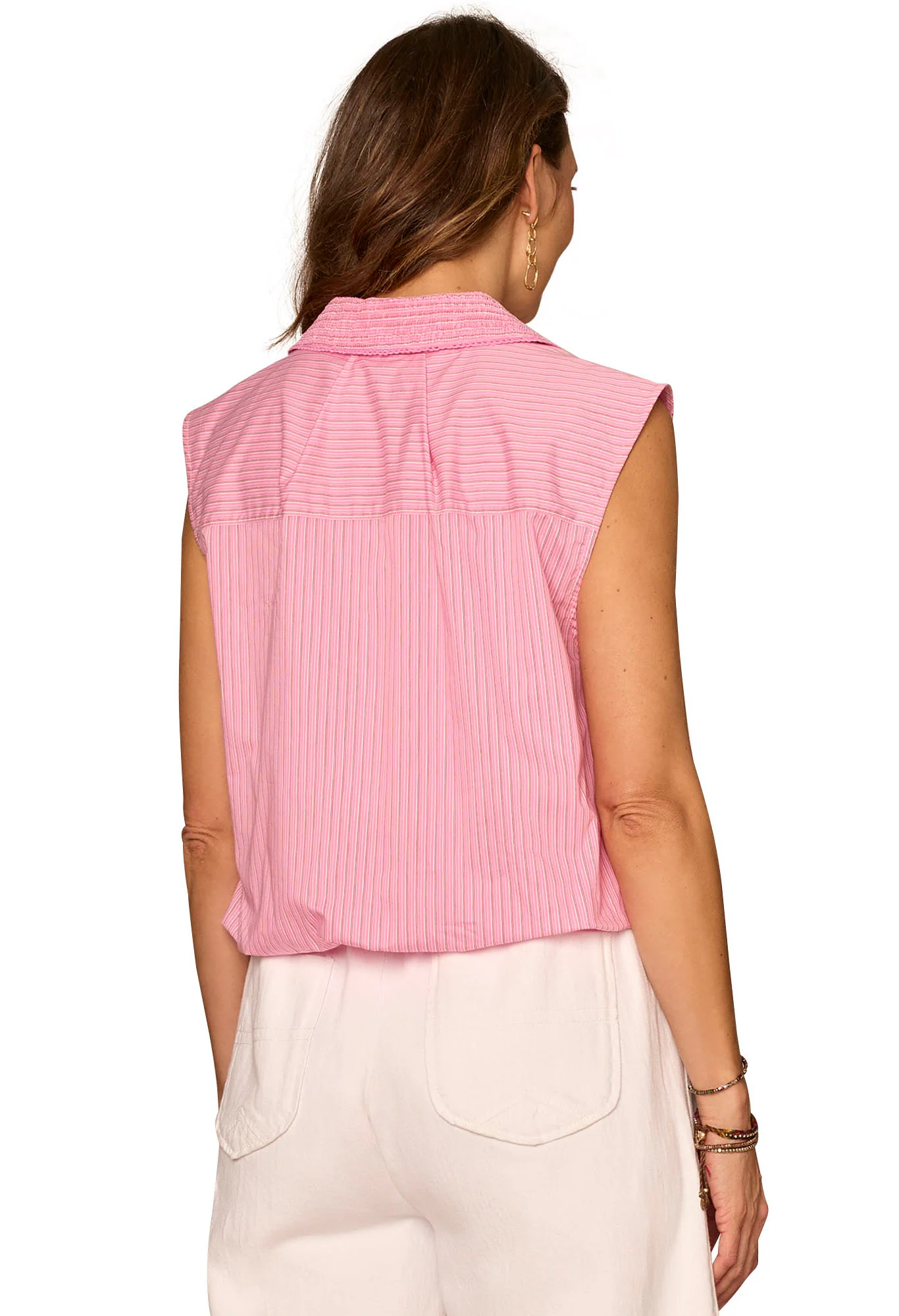 Sleeveless Button Down Woven Shirt - Image 8