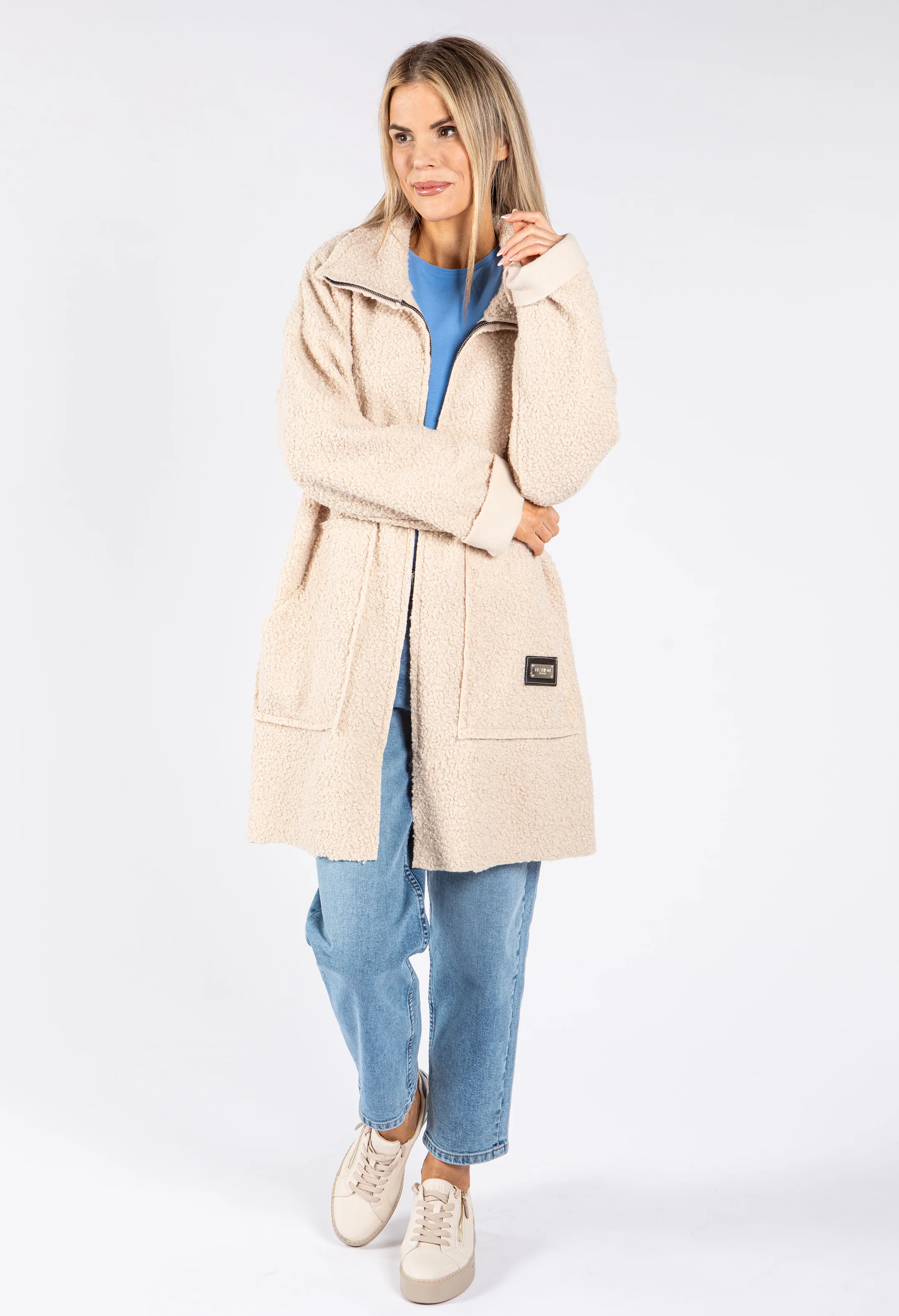 Soft Boucle Zip Up Coatigan - Image 3