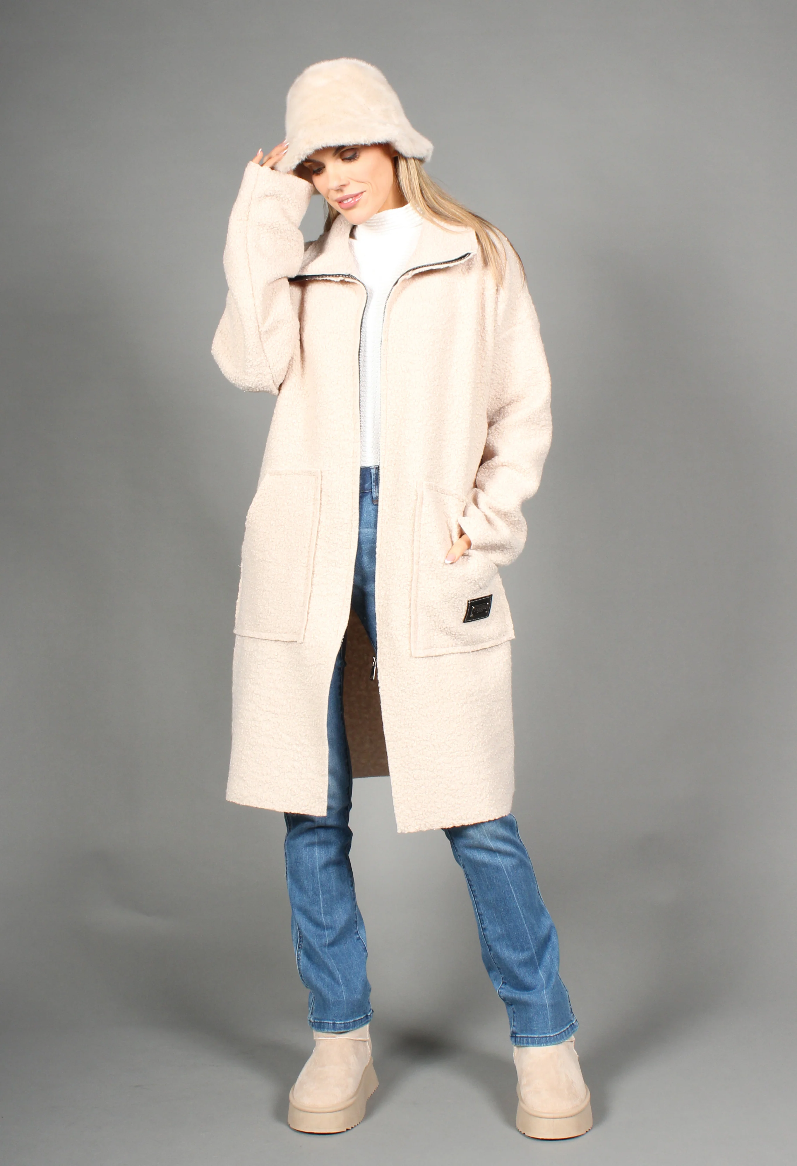 Soft Boucle Zip Up Coatigan - Image 20