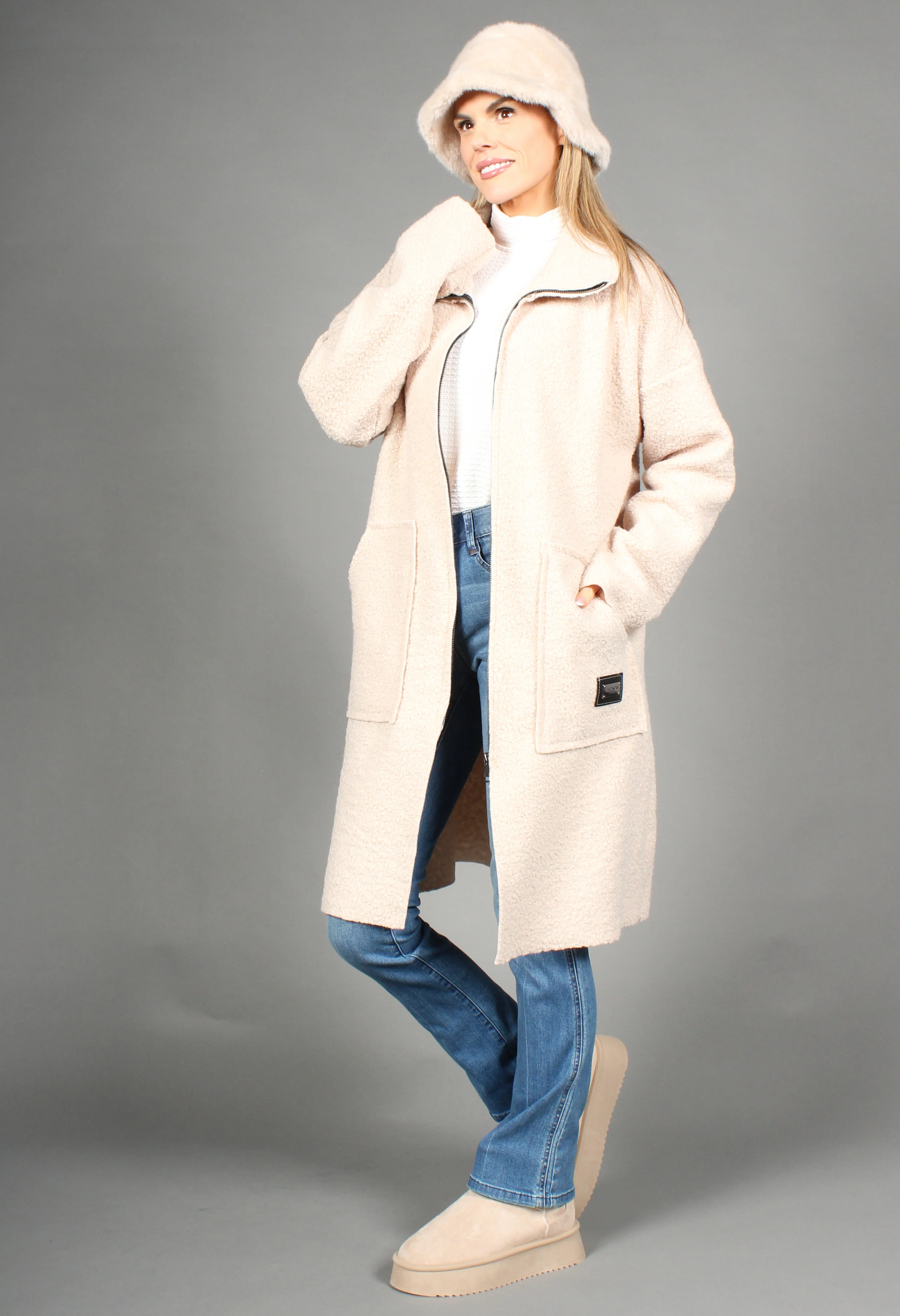 Soft Boucle Zip Up Coatigan - Image 21