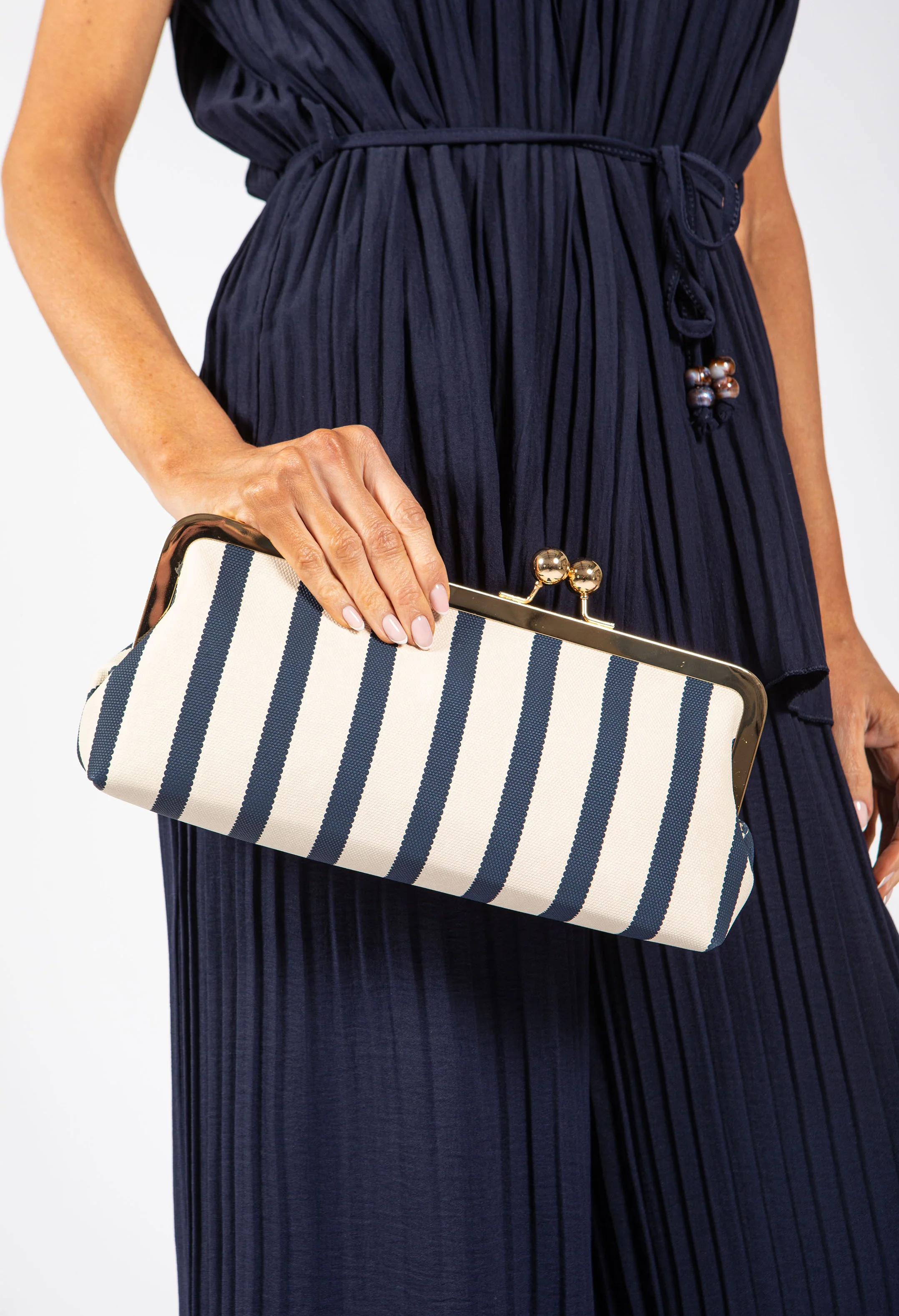 Striped Canvas Clutch Bag - Image 3
