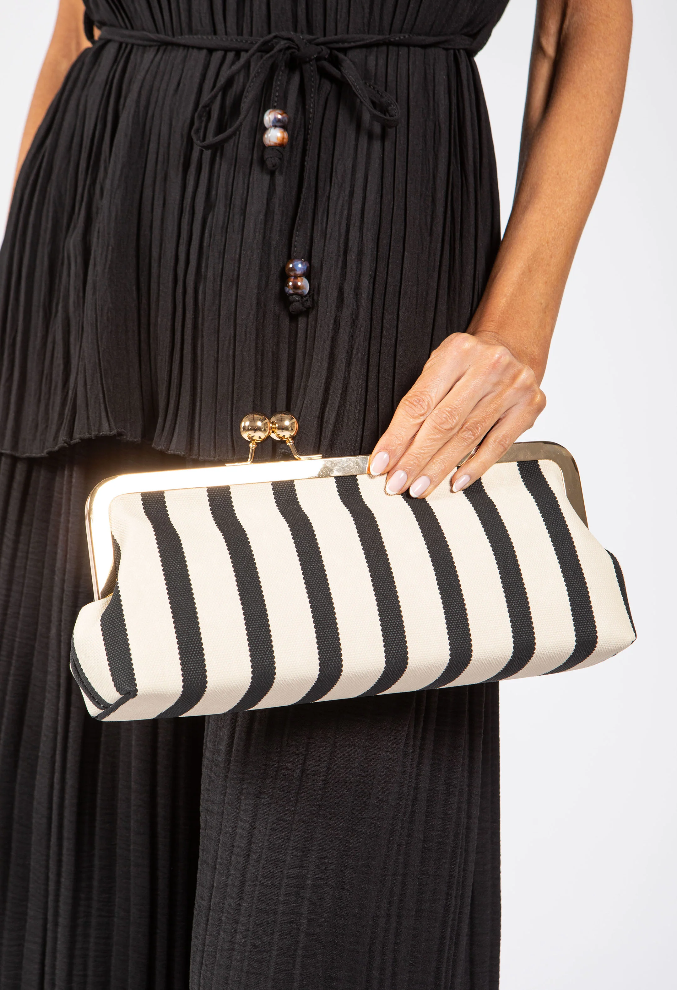 Striped Canvas Clutch Bag - Image 9