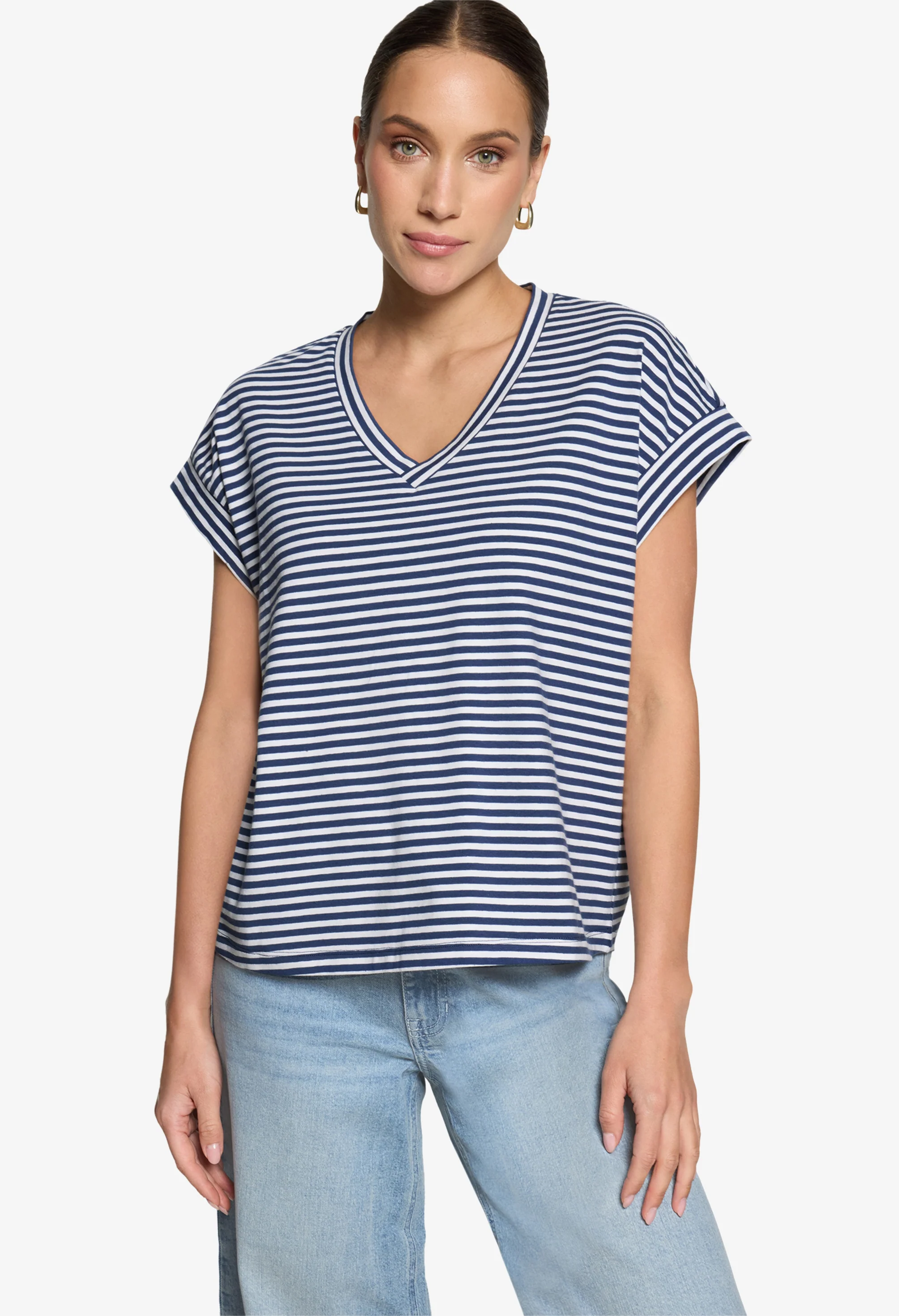 Striped V-Neck T-Shirt - Image 7
