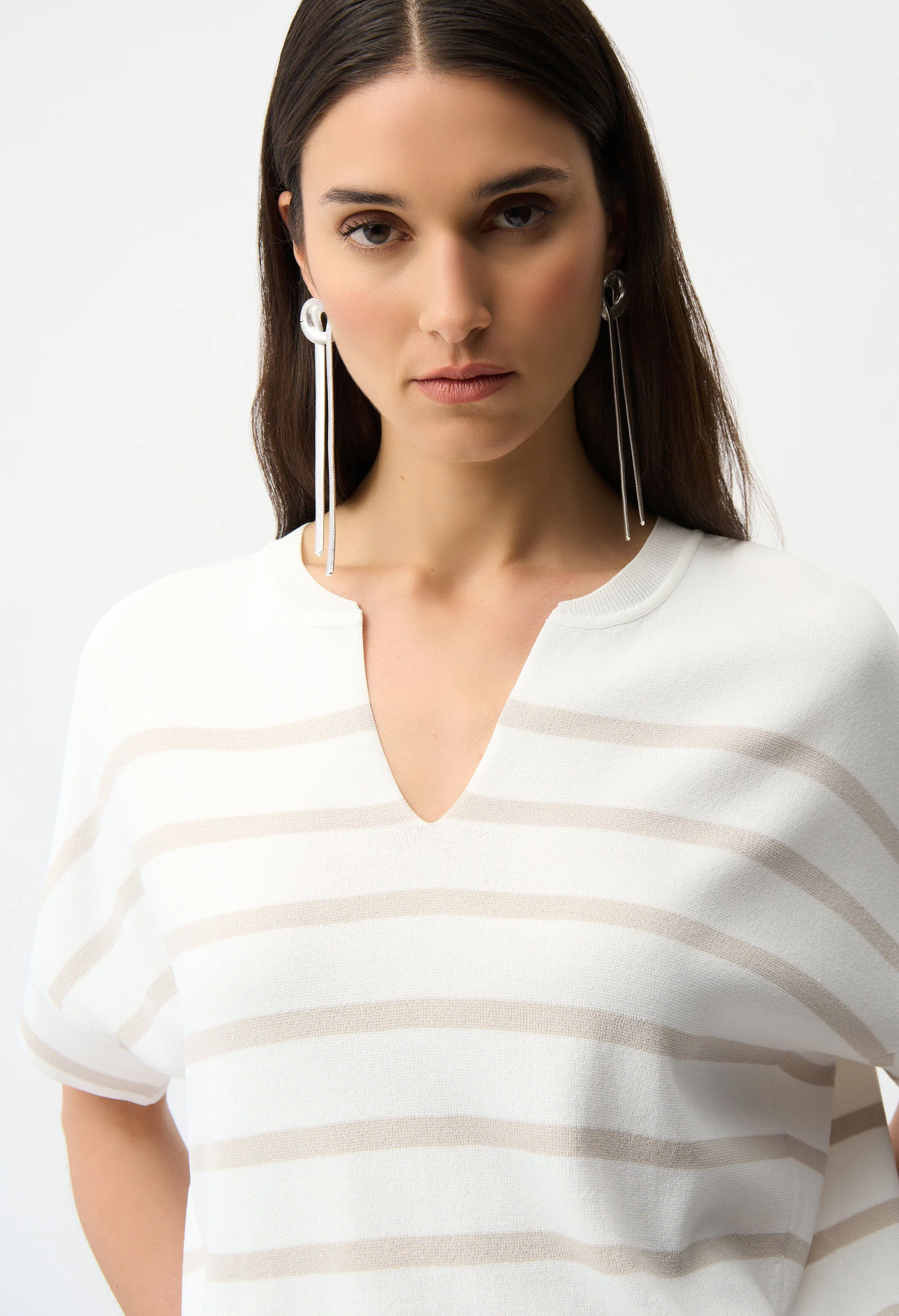 Striped V-neck Top - Image 2
