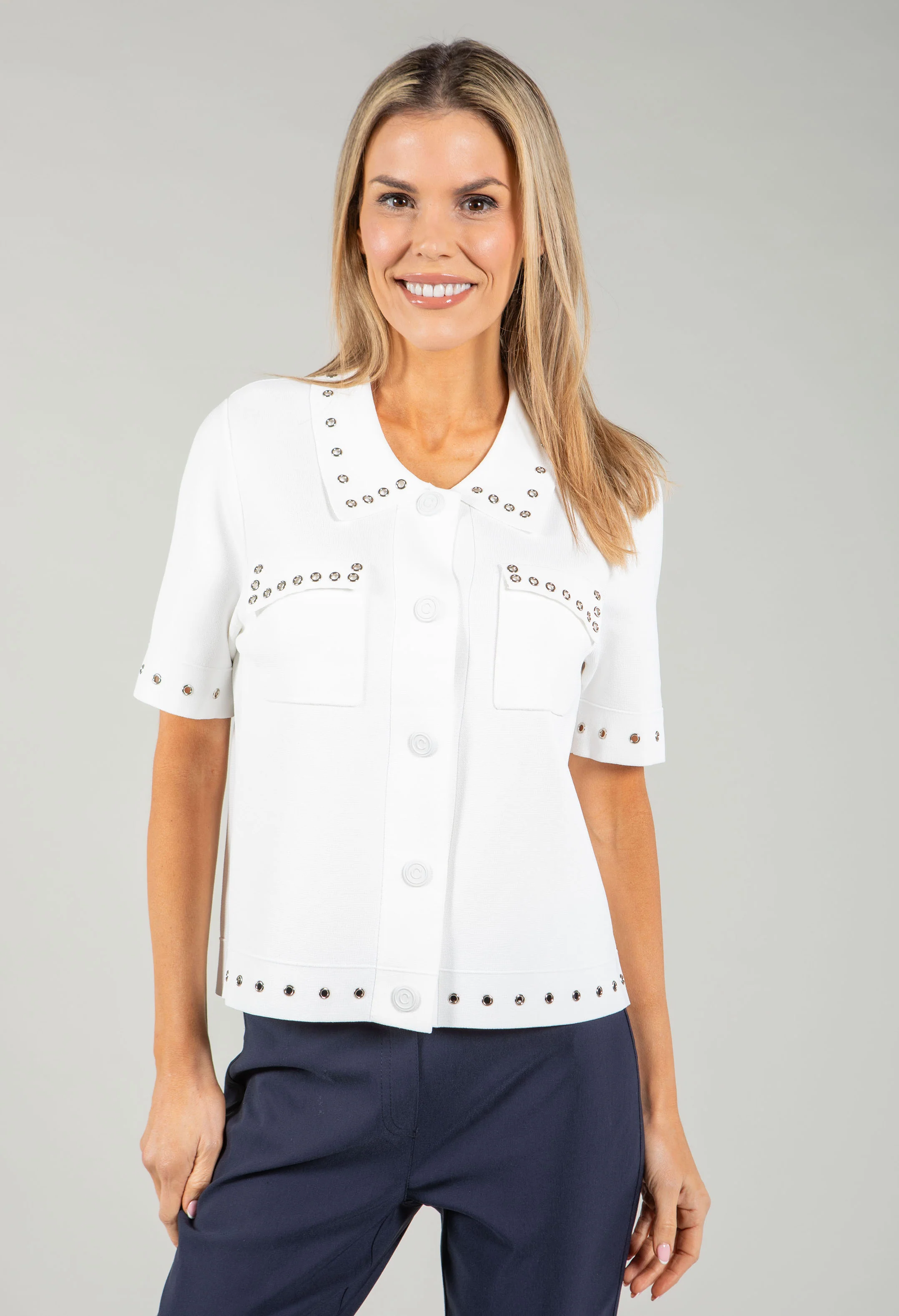 Stud Detail Fine Knit Cardigan