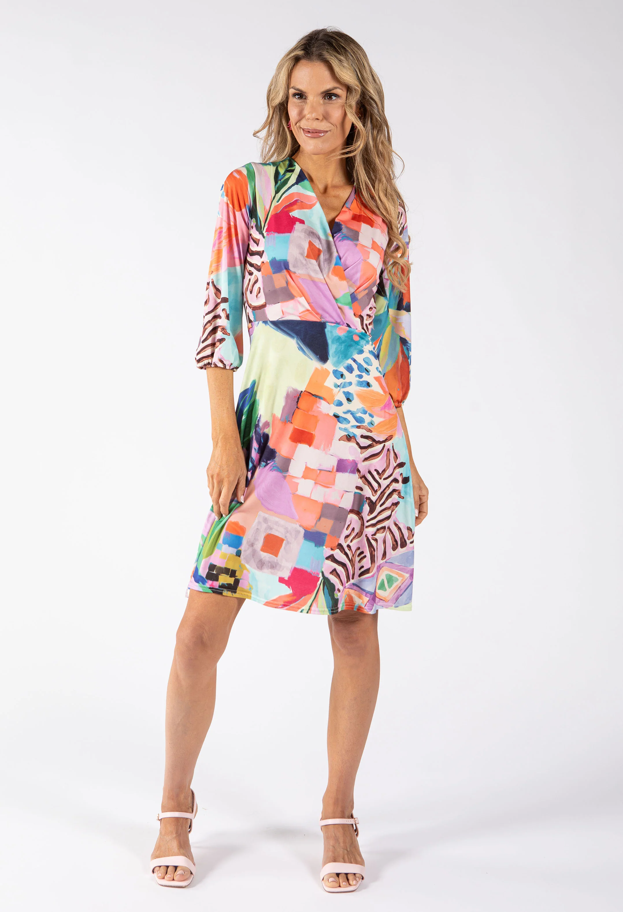 Sunny Abstract Print Wrap Dress - Image 3