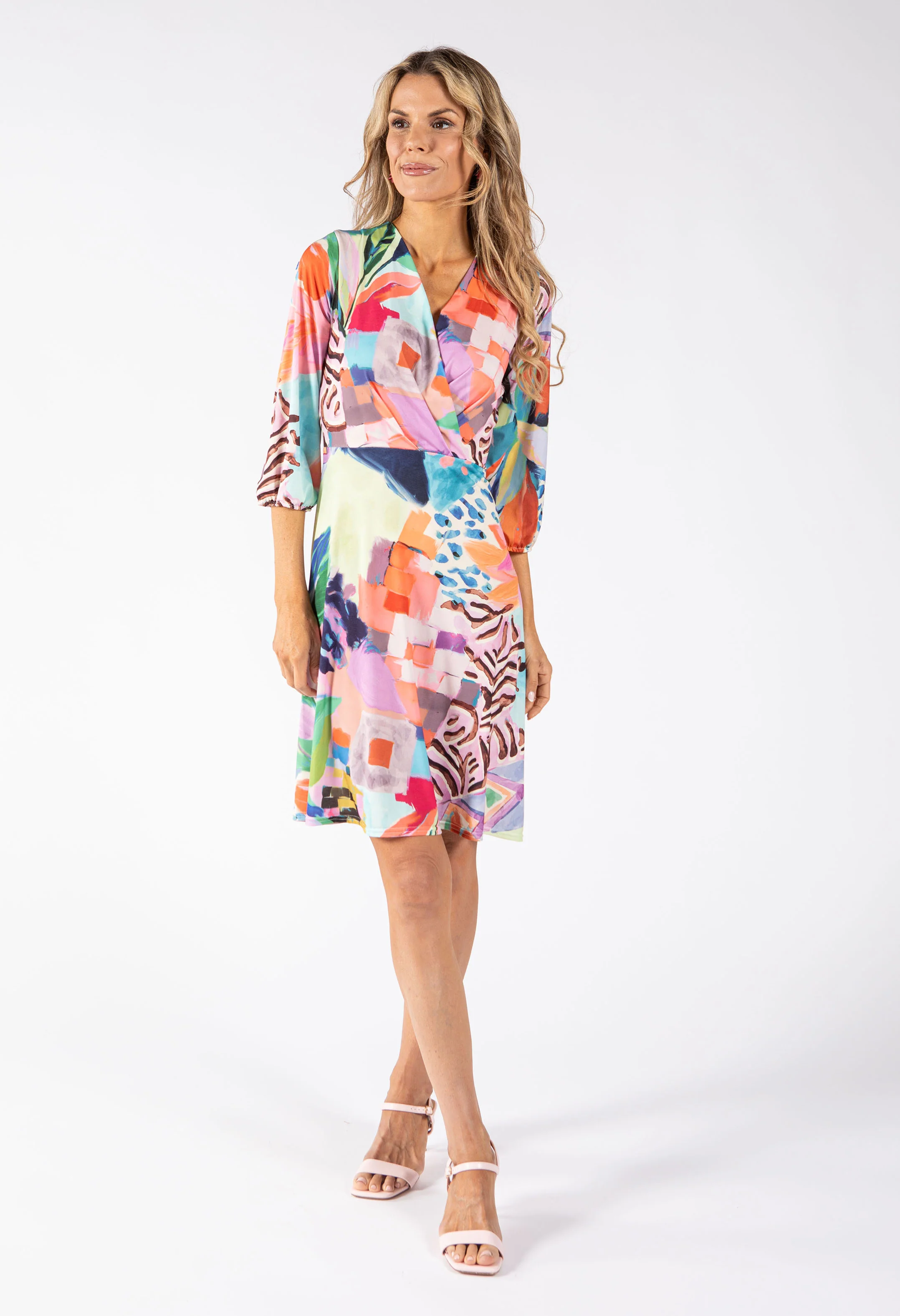 Sunny Abstract Print Wrap Dress - Image 4
