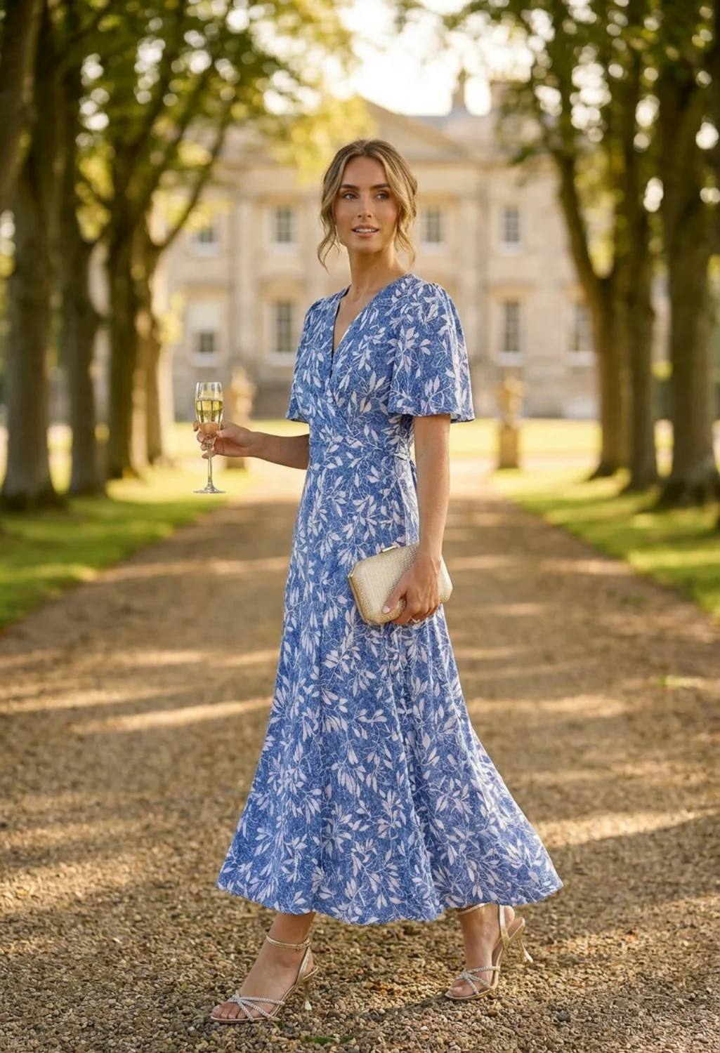 Sunny Leaf Print Wrap Midi Dress - Image 7