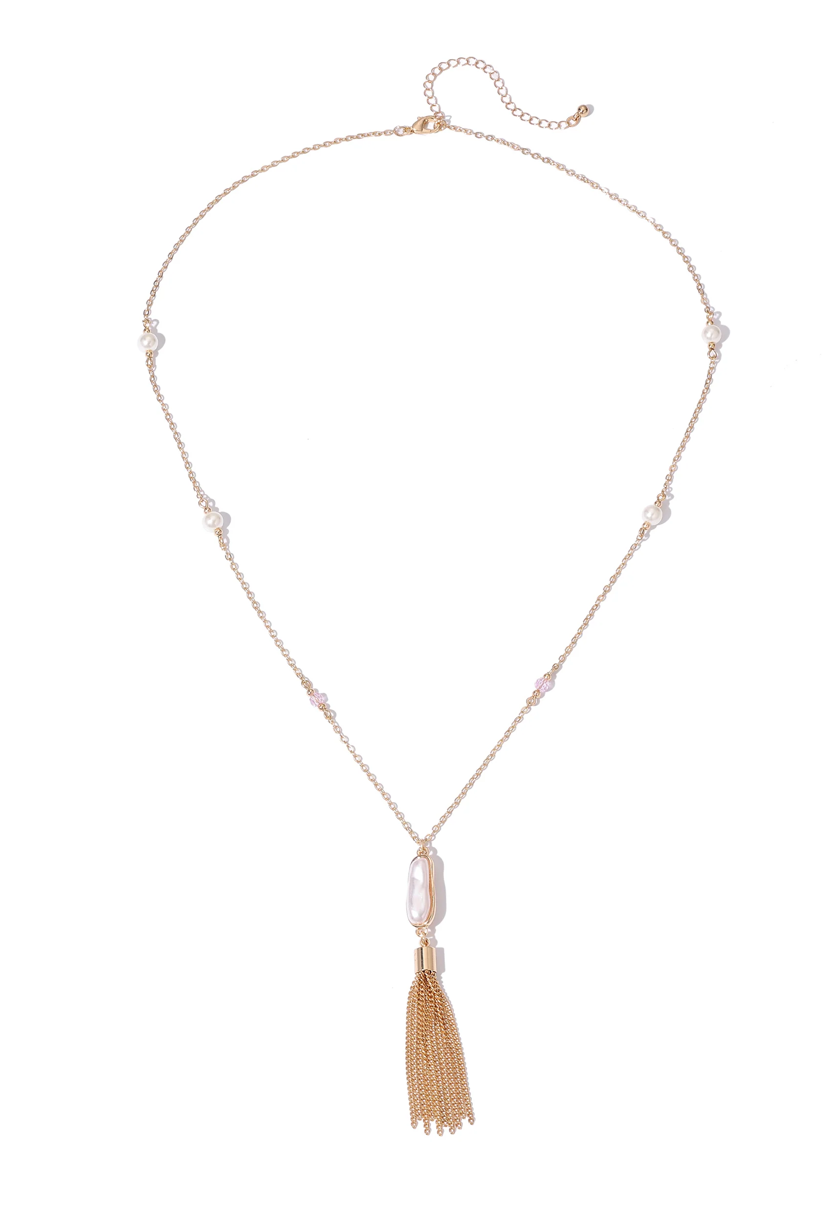 Tassel and Pearl Pendant Necklace