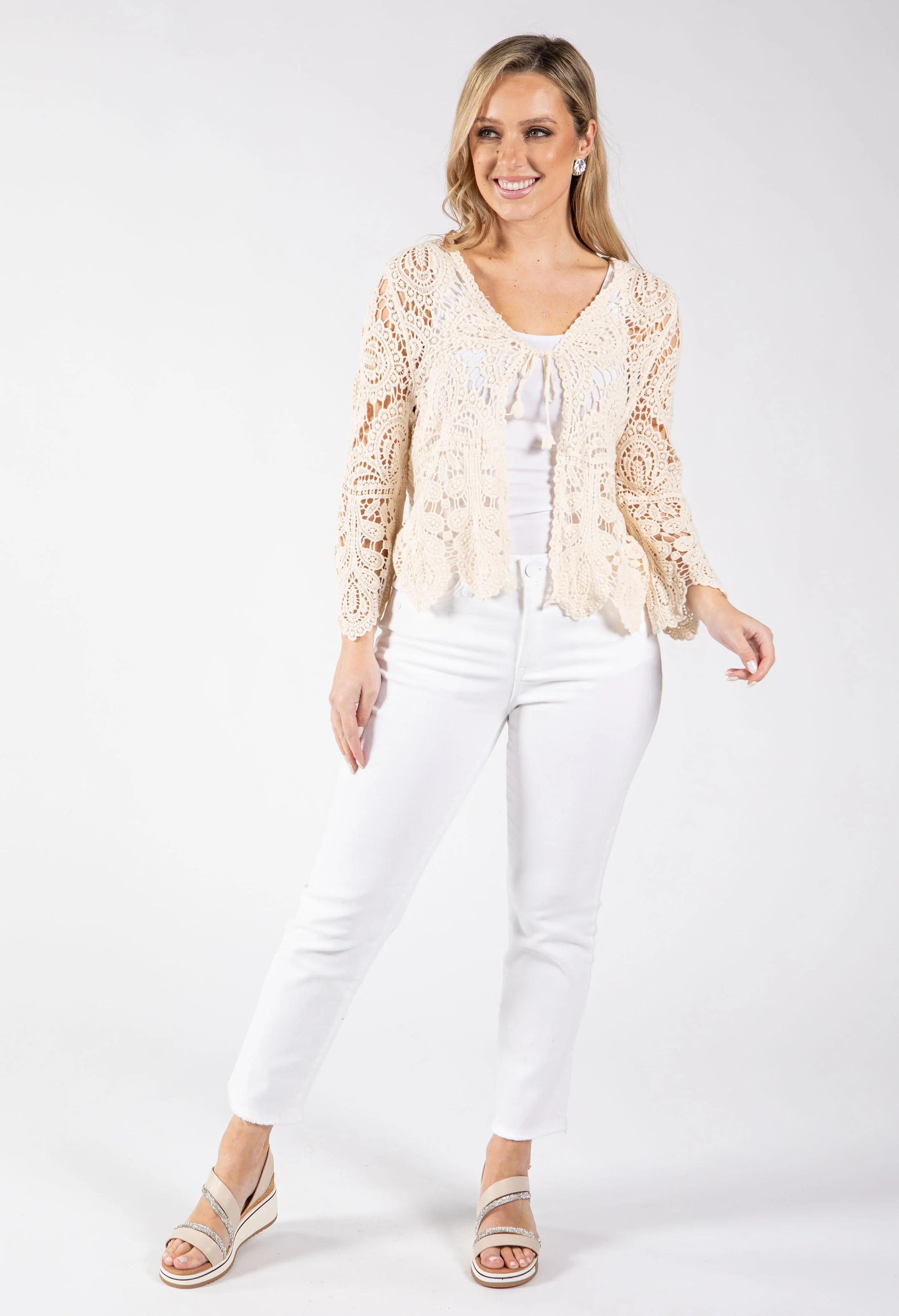 Tie Front Crochet Cardigan - Image 9