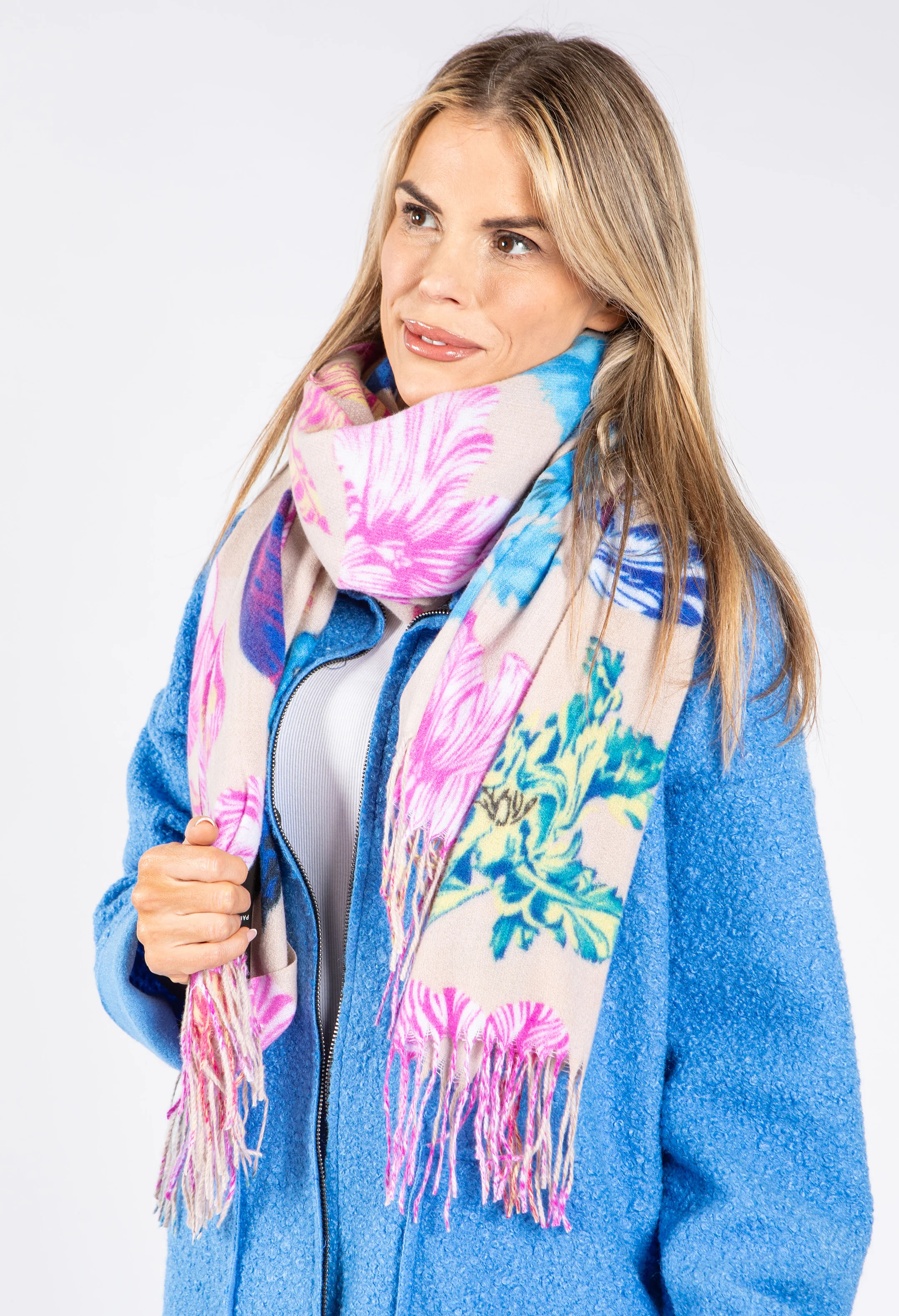 Tropical Floral Cashmere Touch Scarf - Image 2