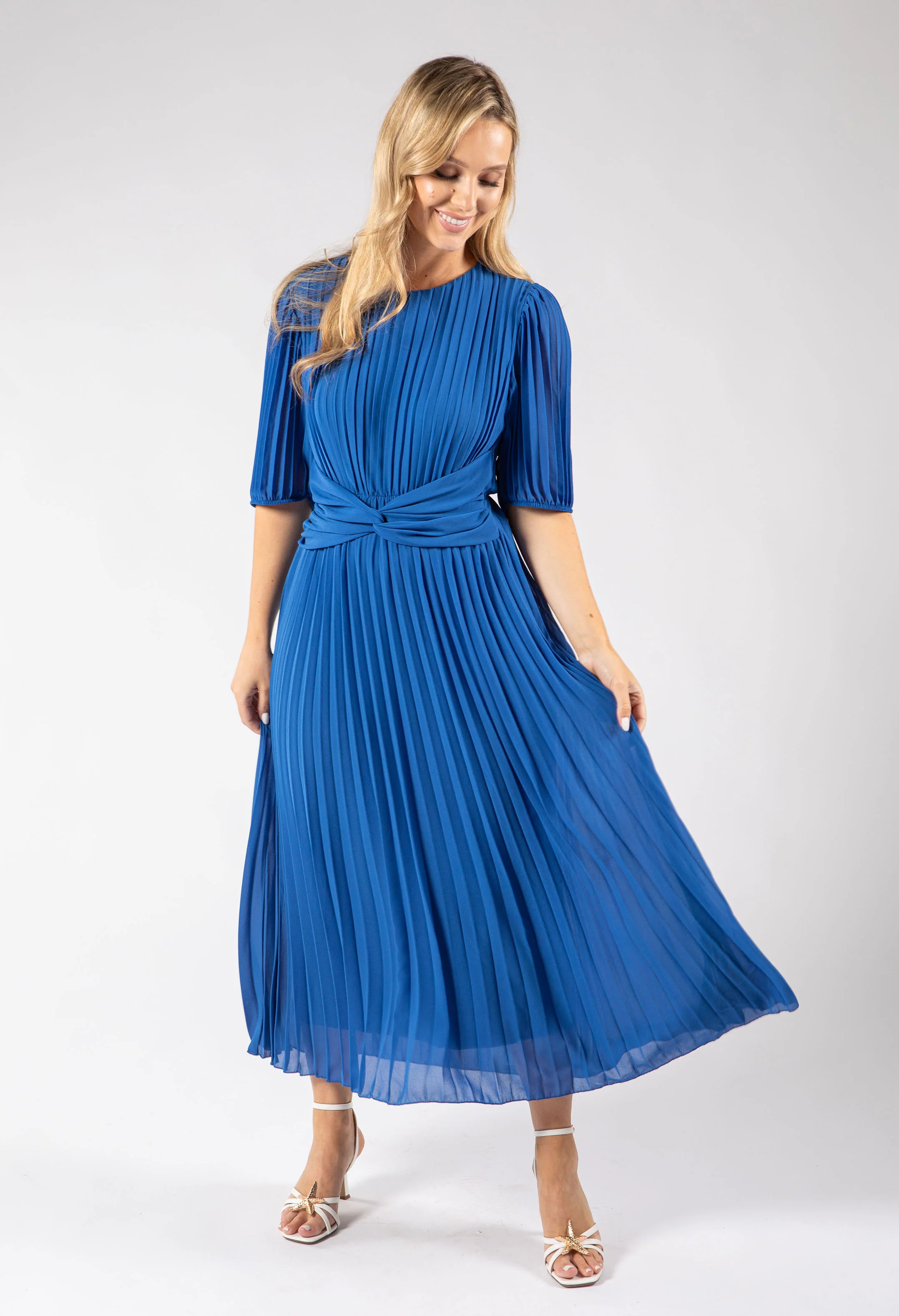 Front Knot Plisse Pleated Dress - Image 15