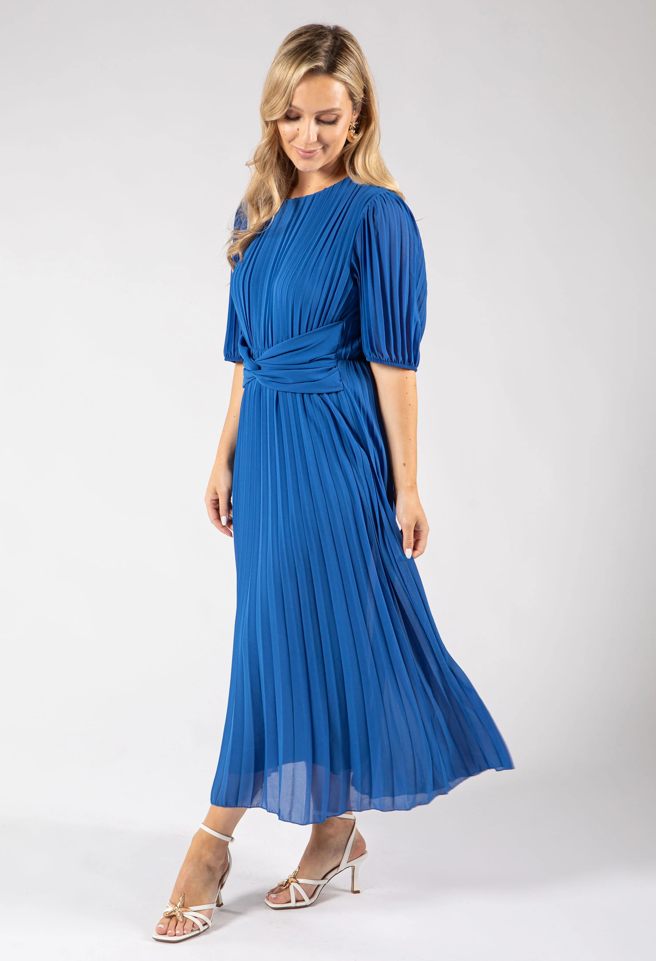 Front Knot Plisse Pleated Dress - Image 16