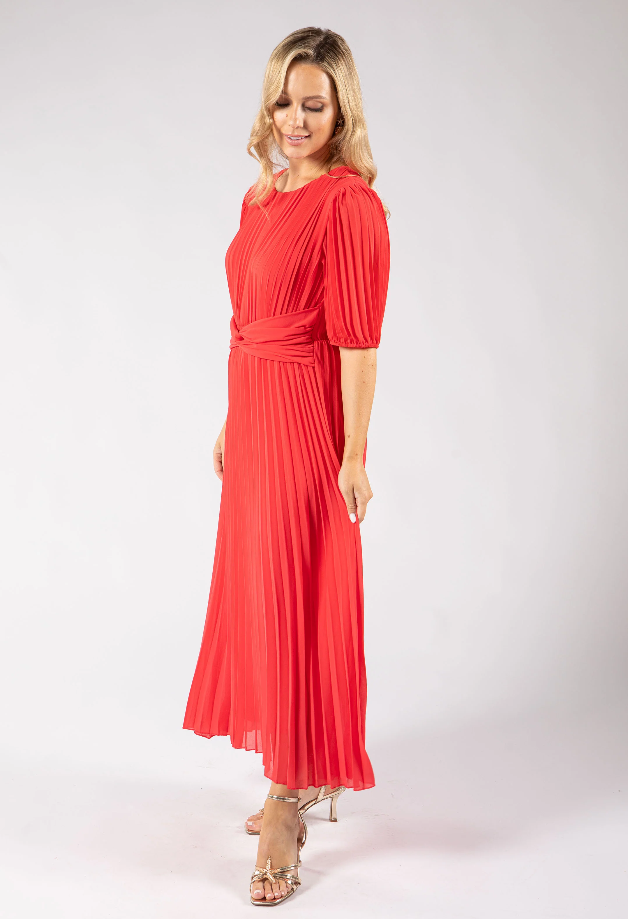 Front Knot Plisse Pleated Dress - Image 4