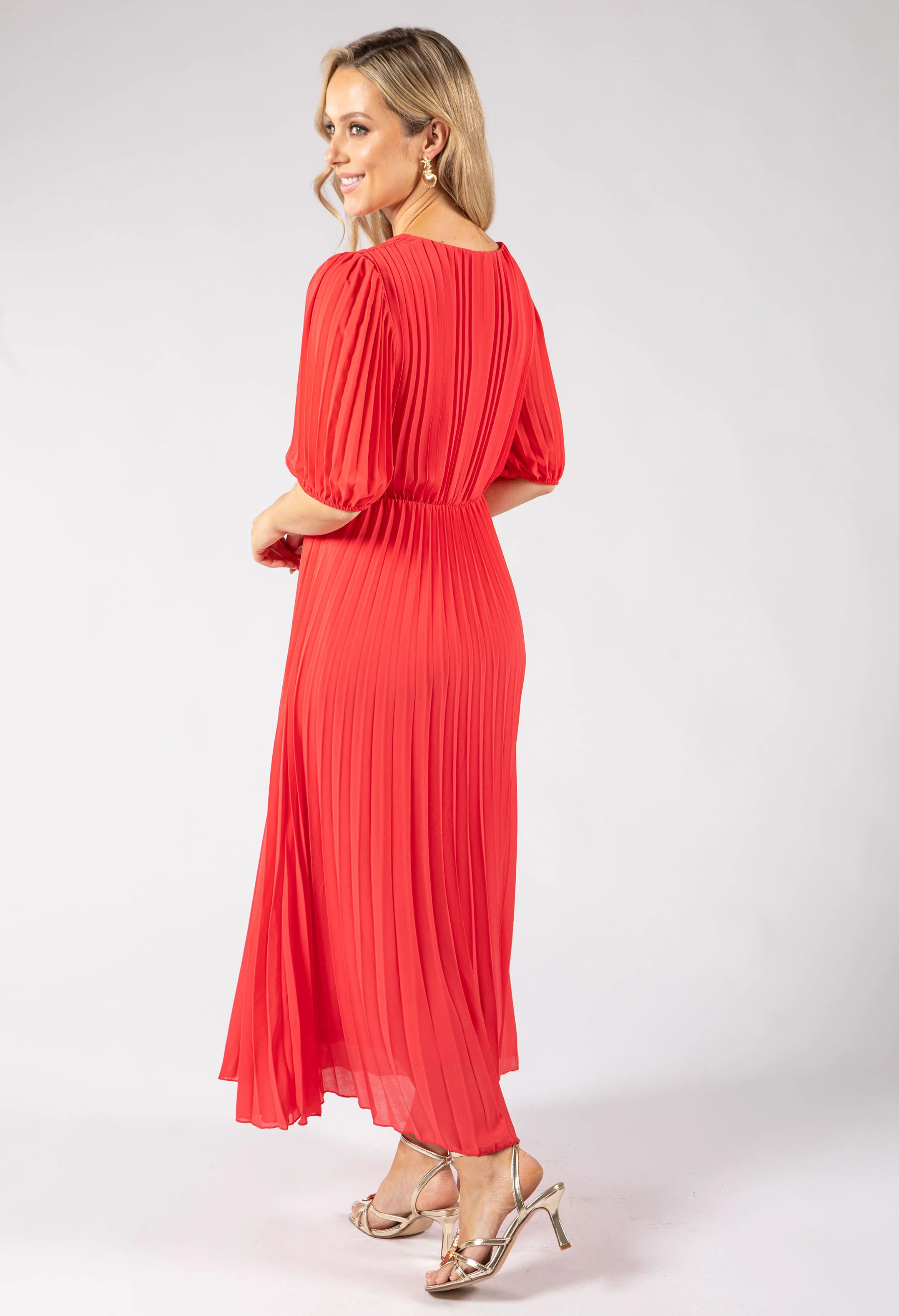 Front Knot Plisse Pleated Dress - Image 5