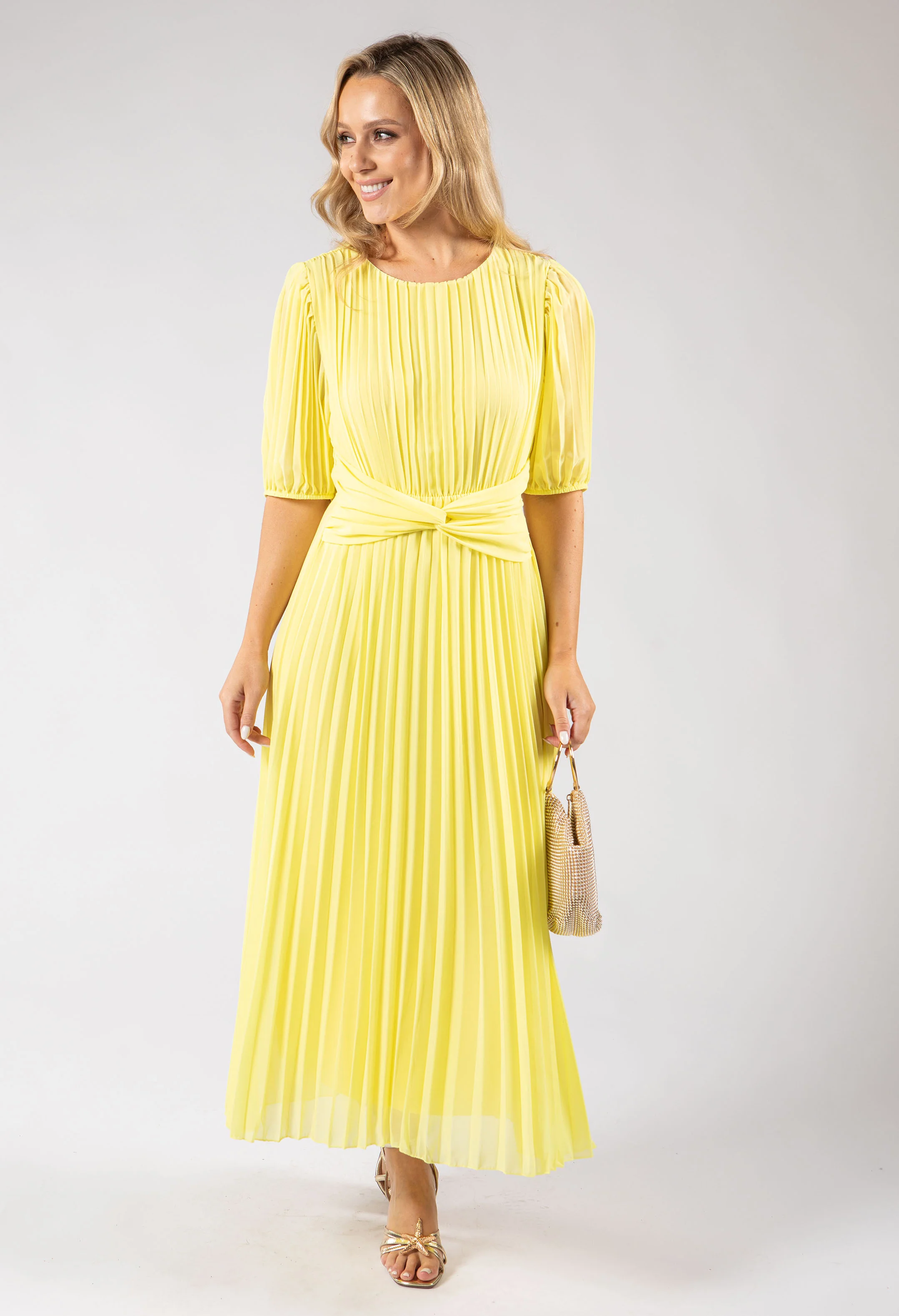 Front Knot Plisse Pleated Dress - Image 6