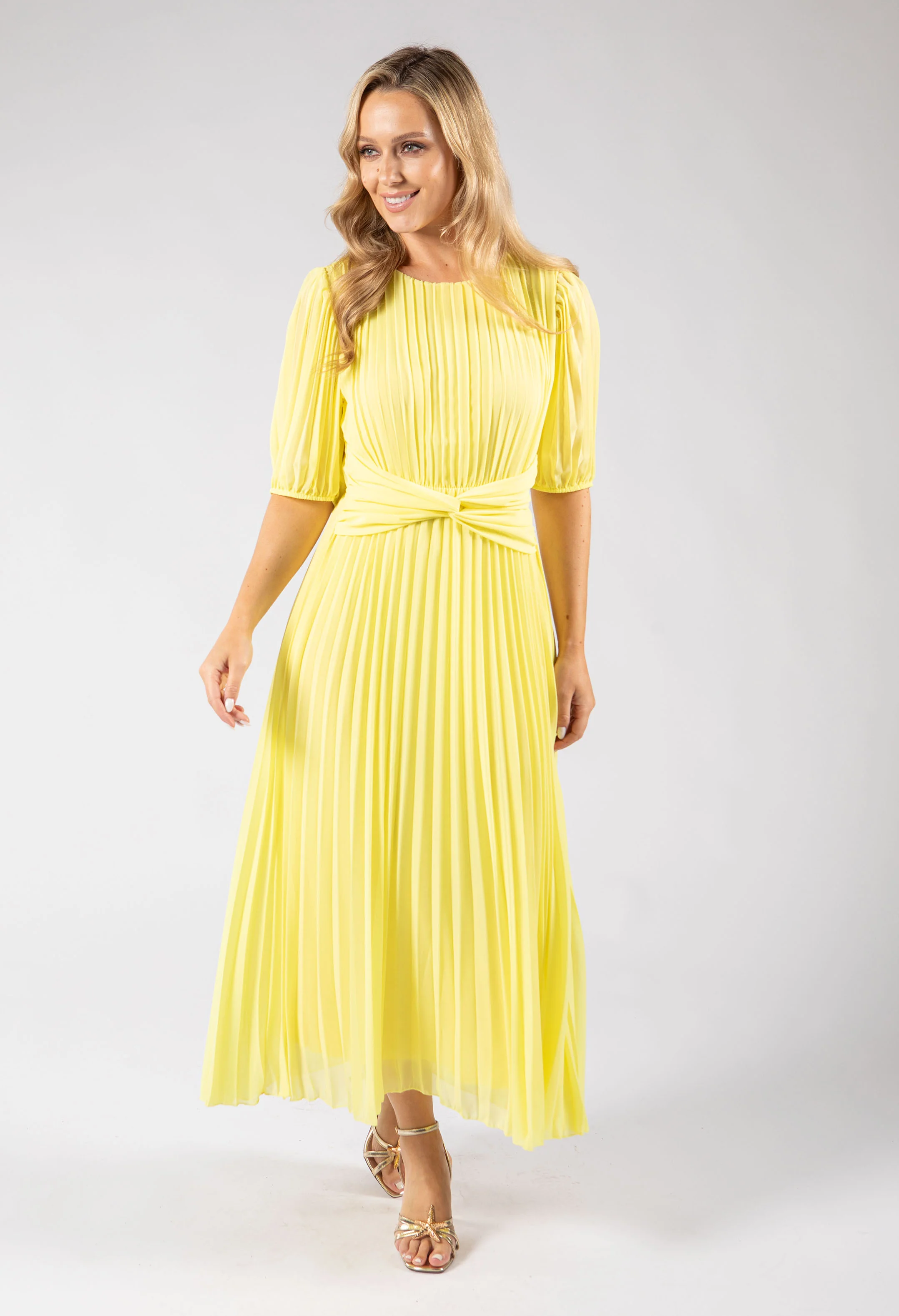 Front Knot Plisse Pleated Dress - Image 7