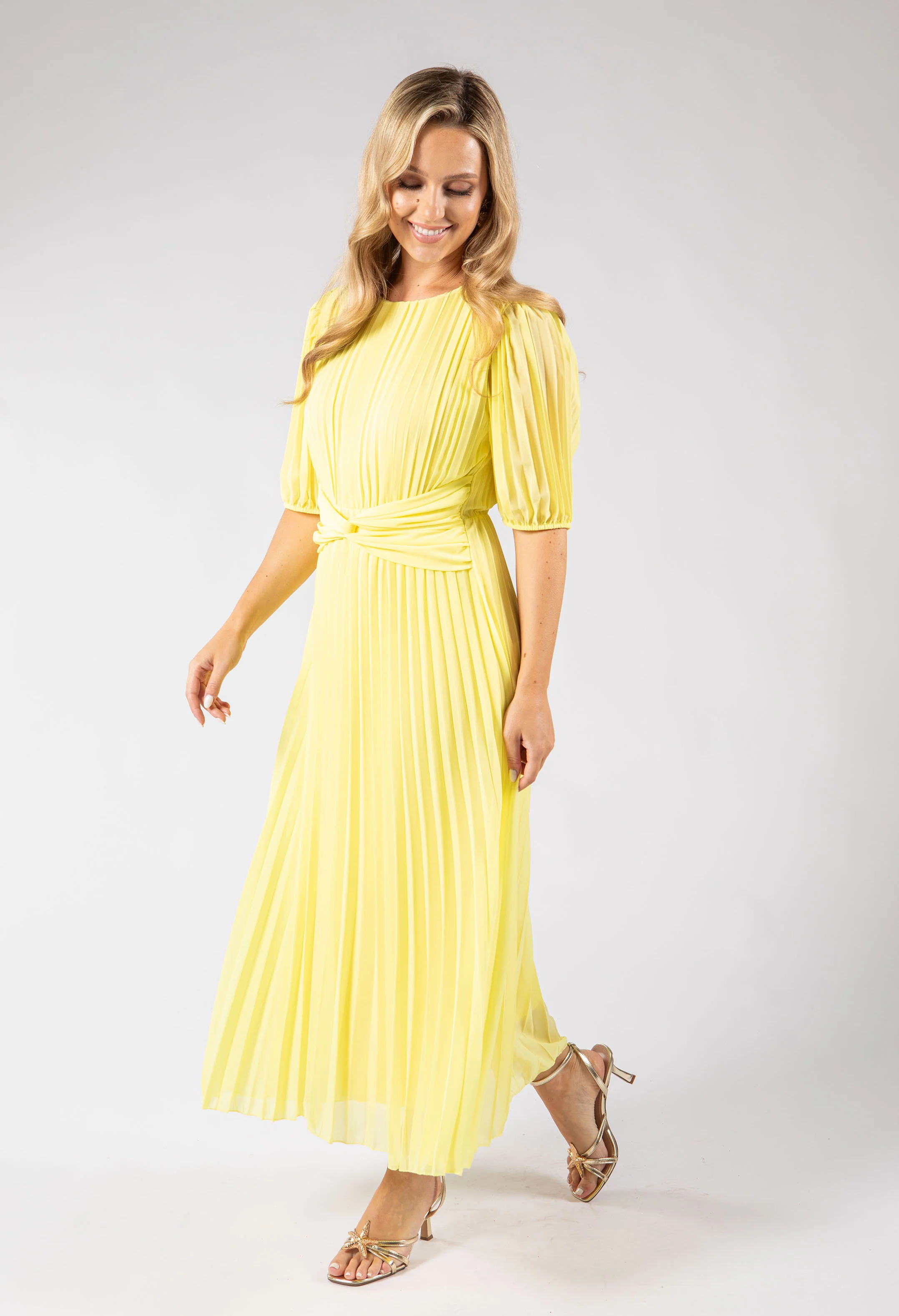Front Knot Plisse Pleated Dress - Image 8