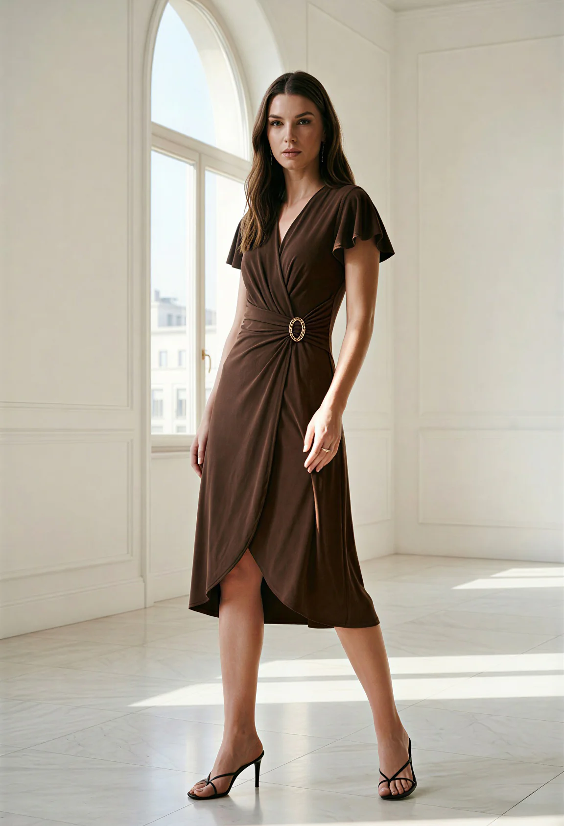 V-neck Belted Wrap Dress