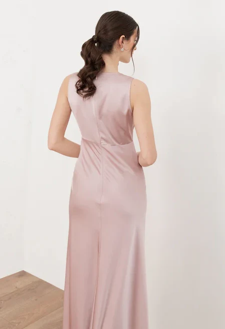 V-Neck Satin Maxi Dress - Image 12