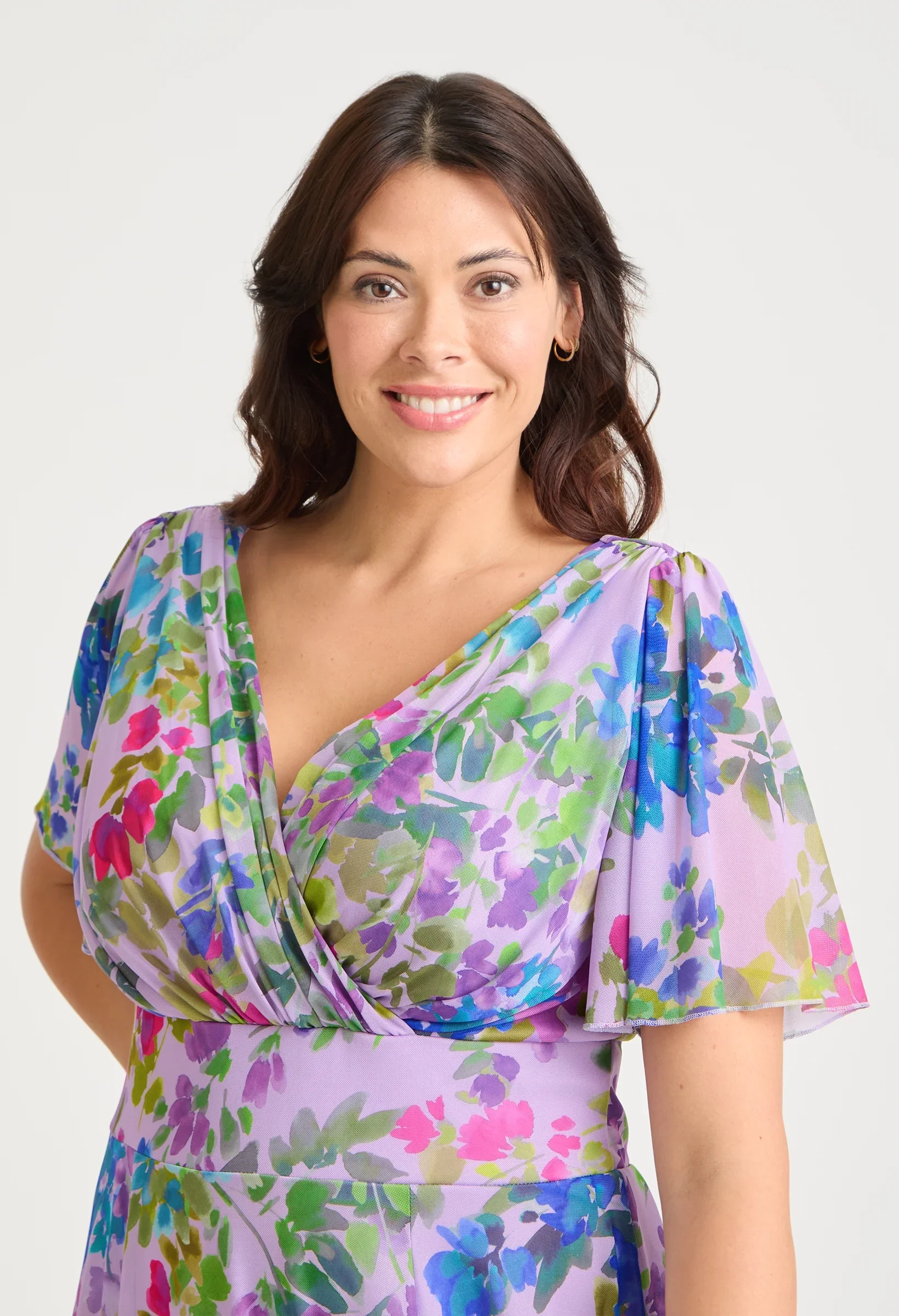 Victoria Angel Sleeve Mesh Midi Curve+ Dress - Image 4