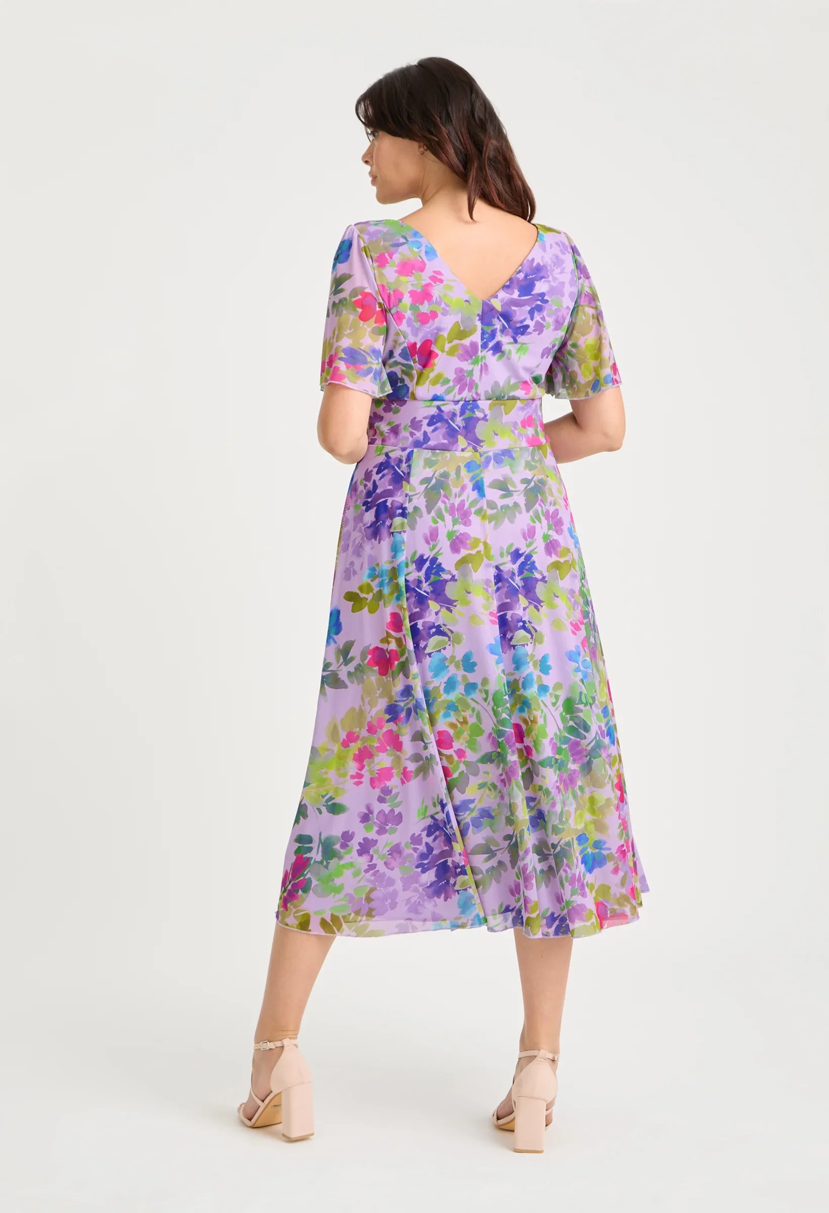 Victoria Angel Sleeve Mesh Midi Curve+ Dress - Image 5