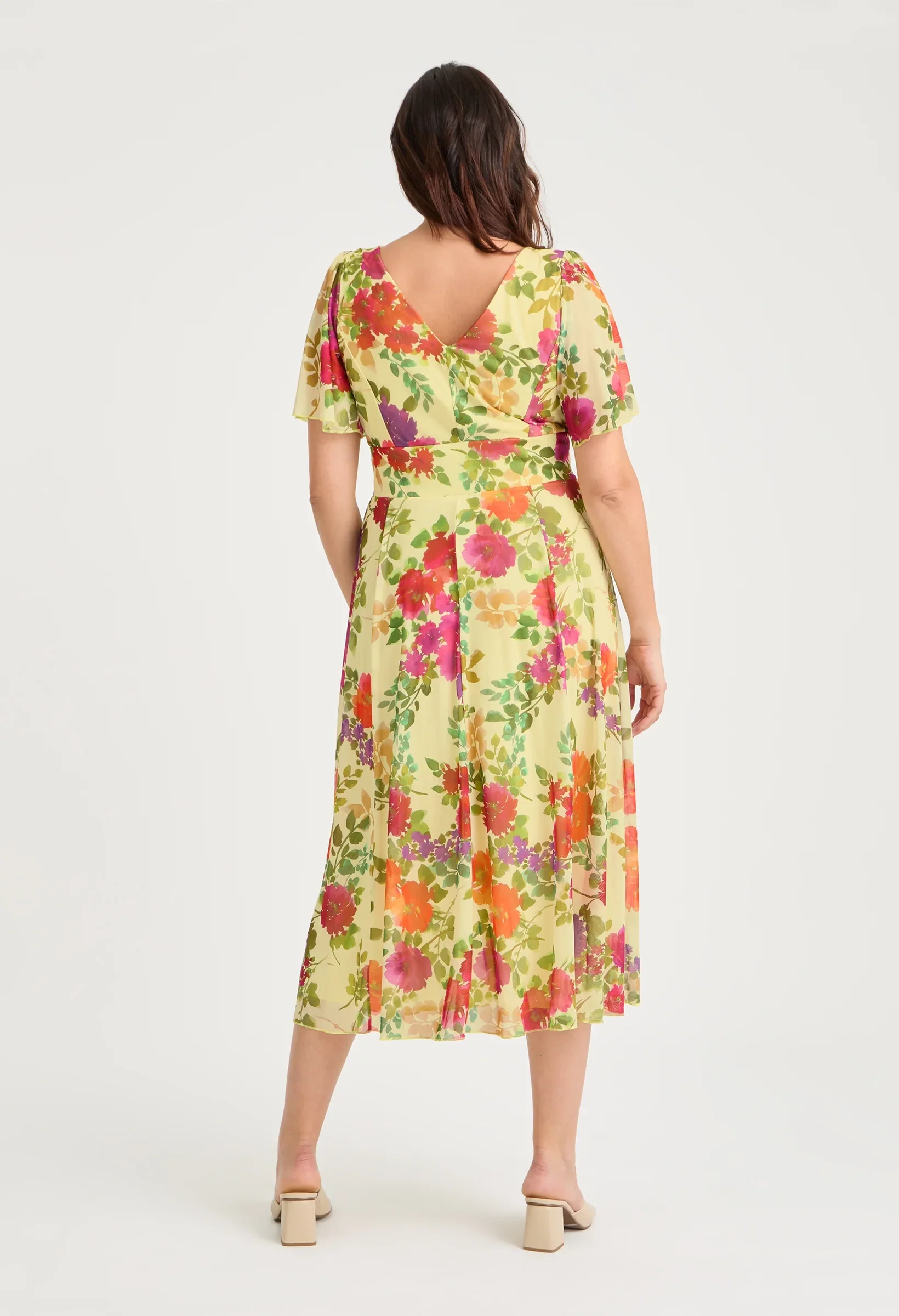 Victoria Angel Sleeve Mesh Midi Curve+ Dress - Image 4