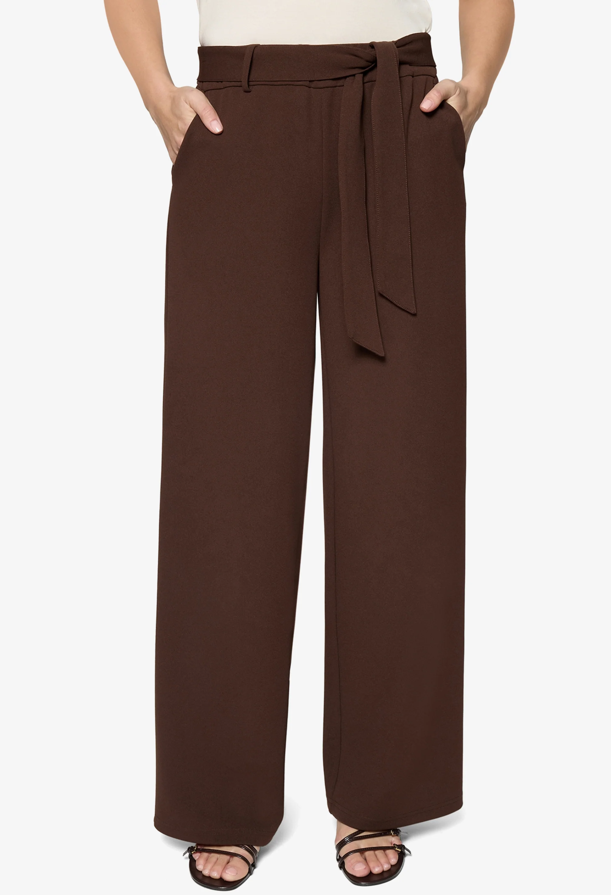 Wide Leg Belted Trousers - Image 2