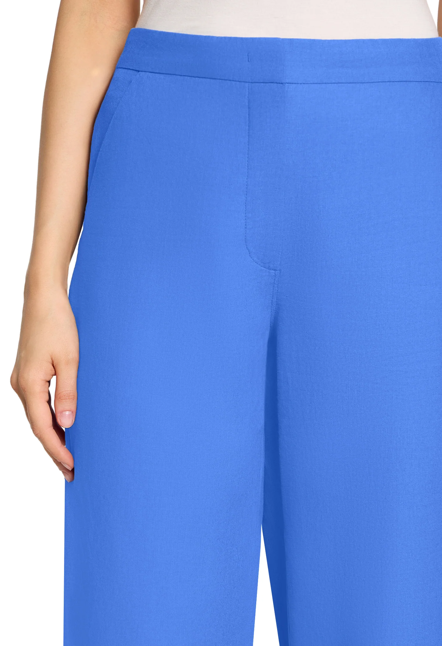 Wide Leg Linen Blend Trousers - Image 4