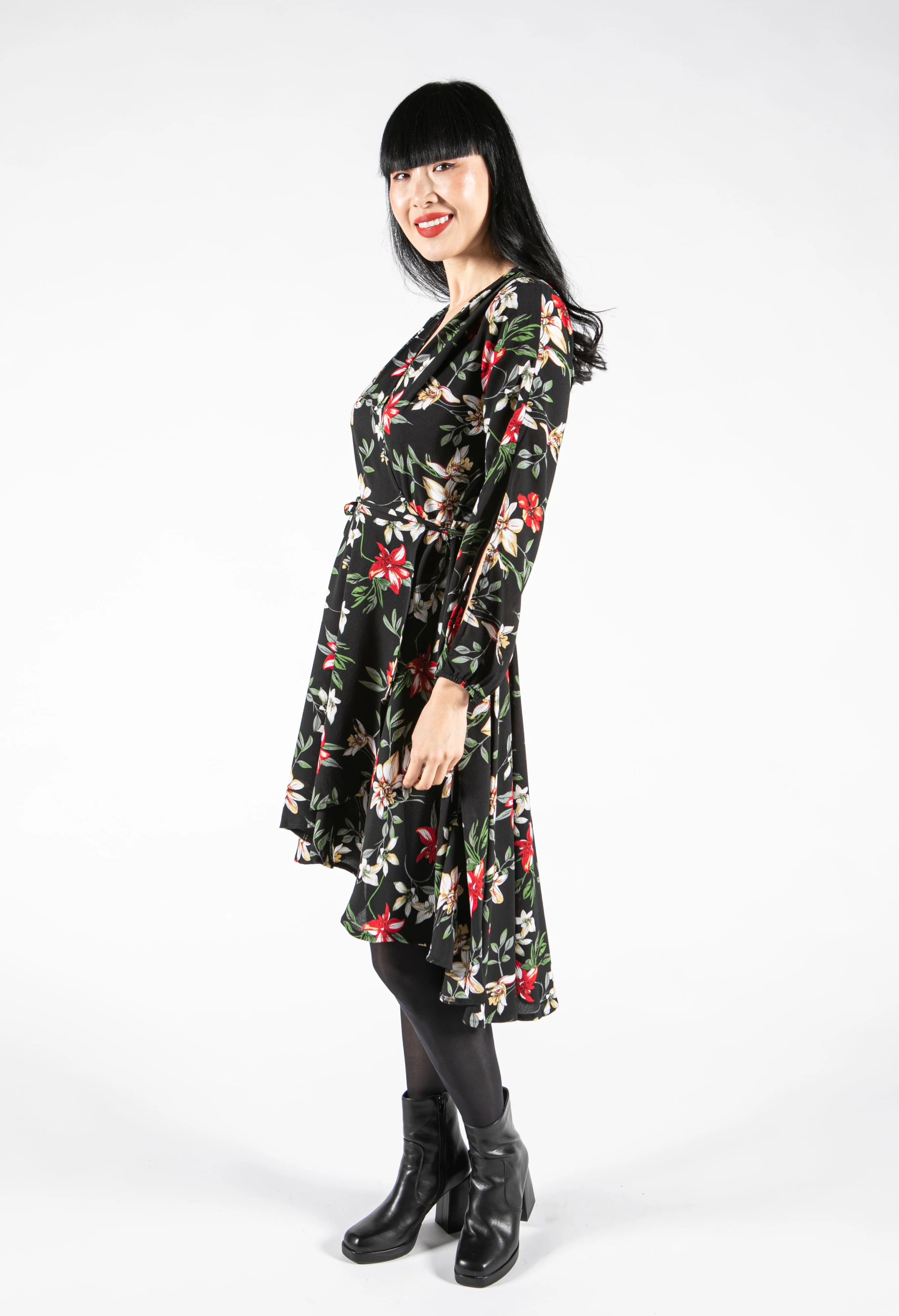 Winter Blossom Wrap Dress - Image 2