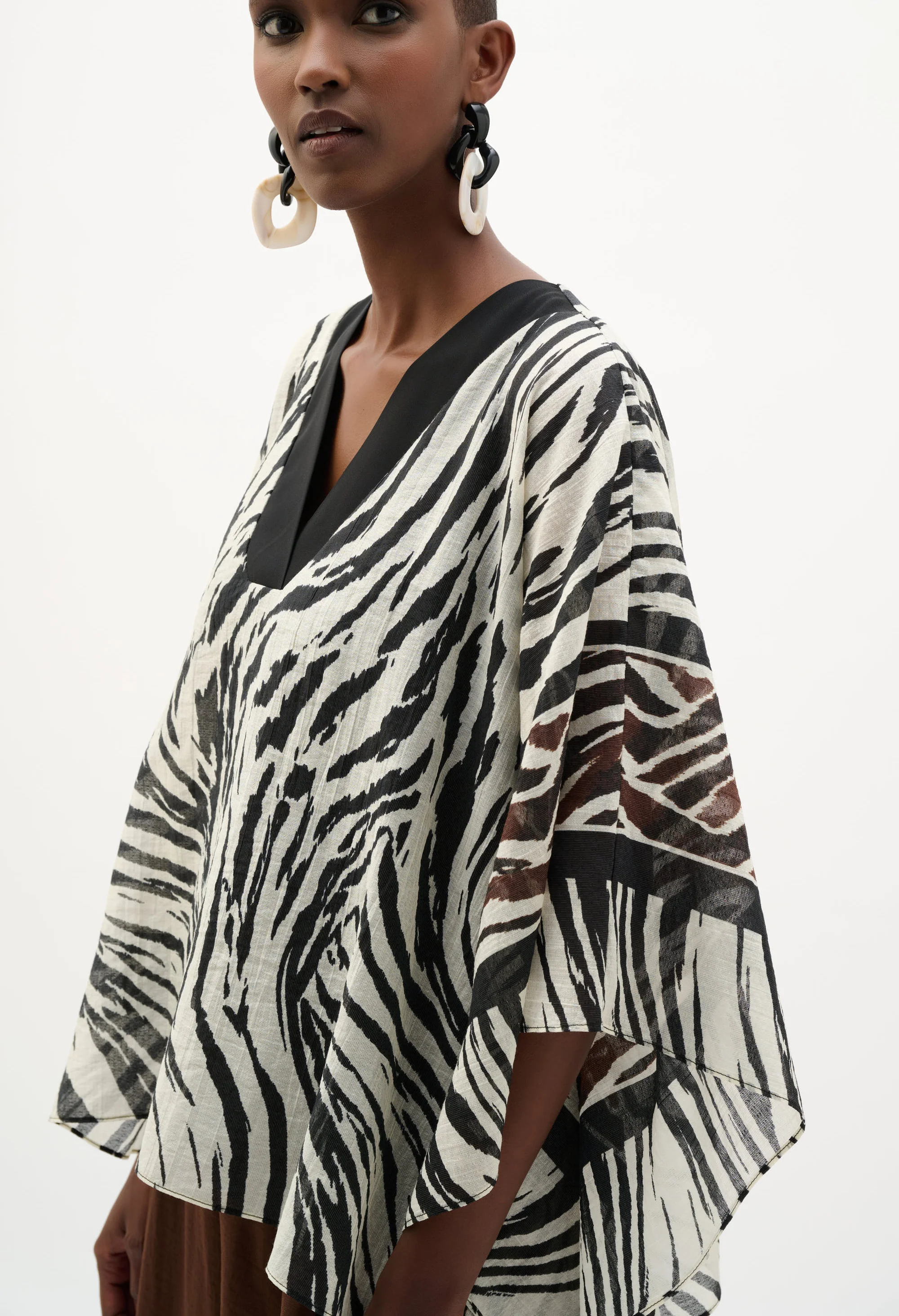Zebra Print V-neck Blouse - Image 2