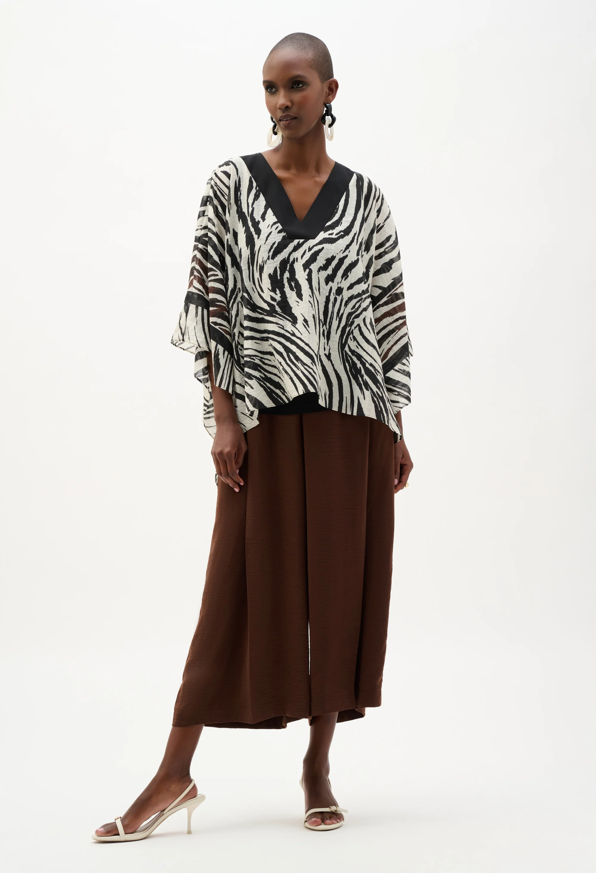 Zebra Print V-neck Blouse - Image 4